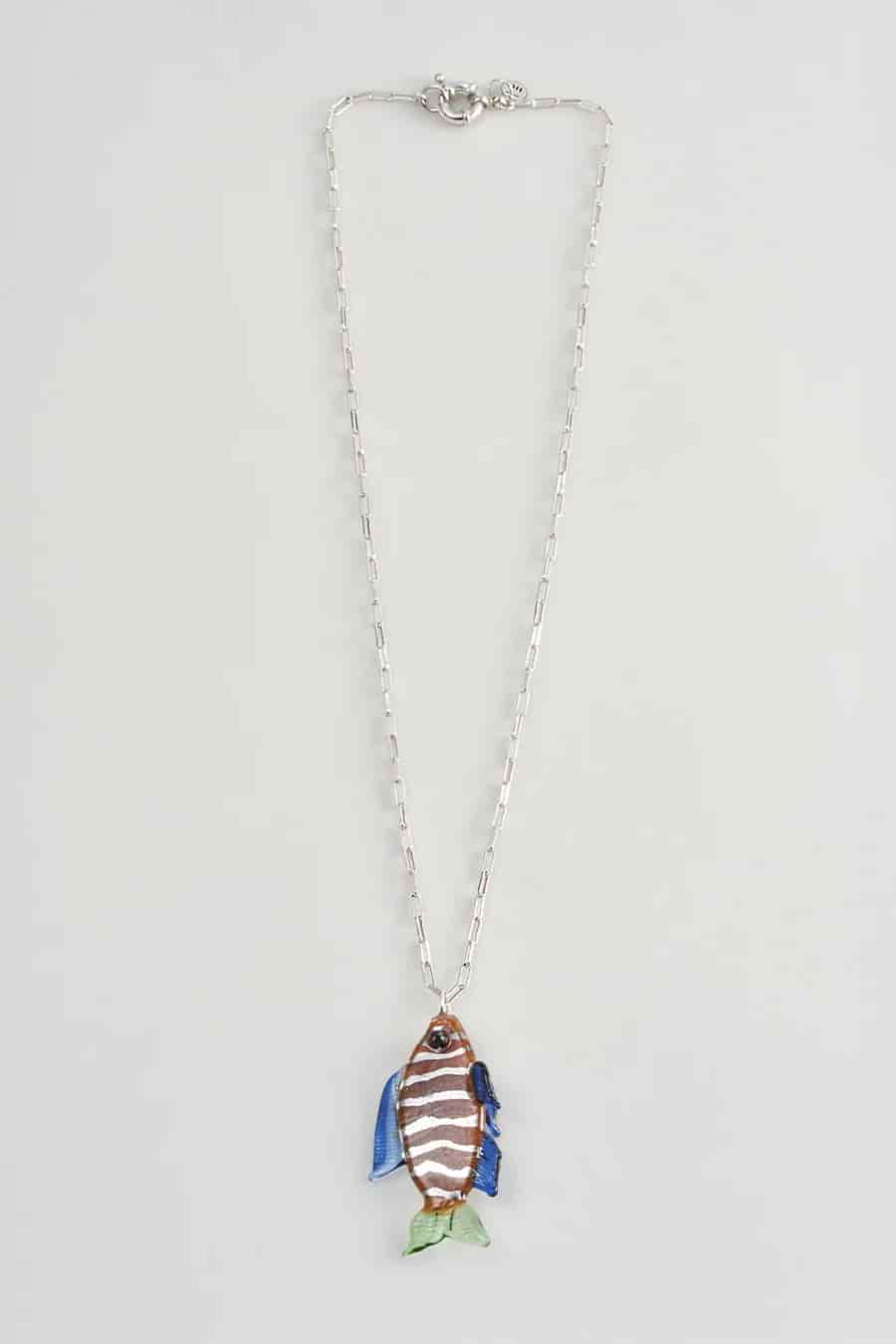 Cadena ned plata vidrio y oro blanco - miniatura 2