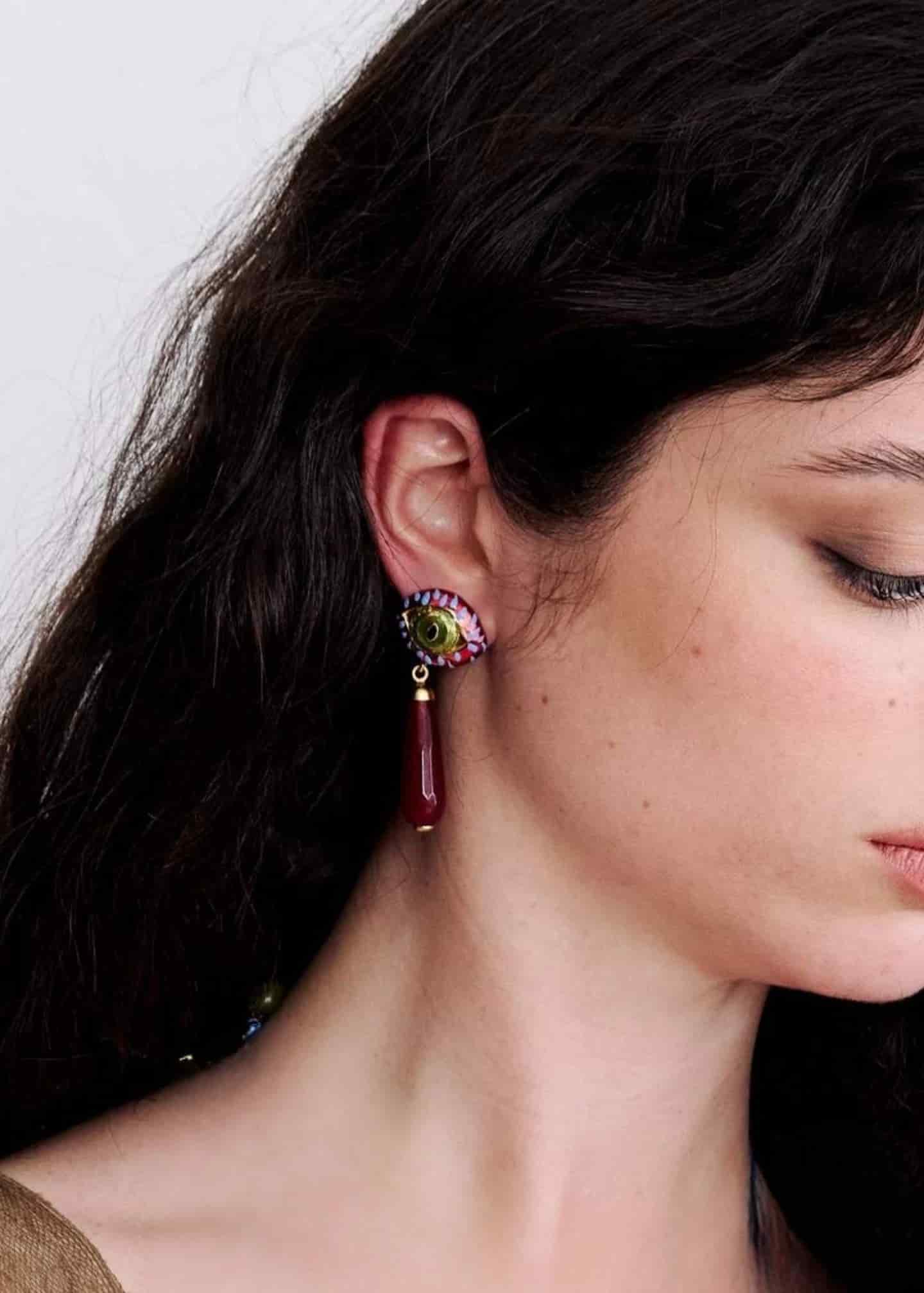 Aretes Cat Drop Burgundy - miniatura 2