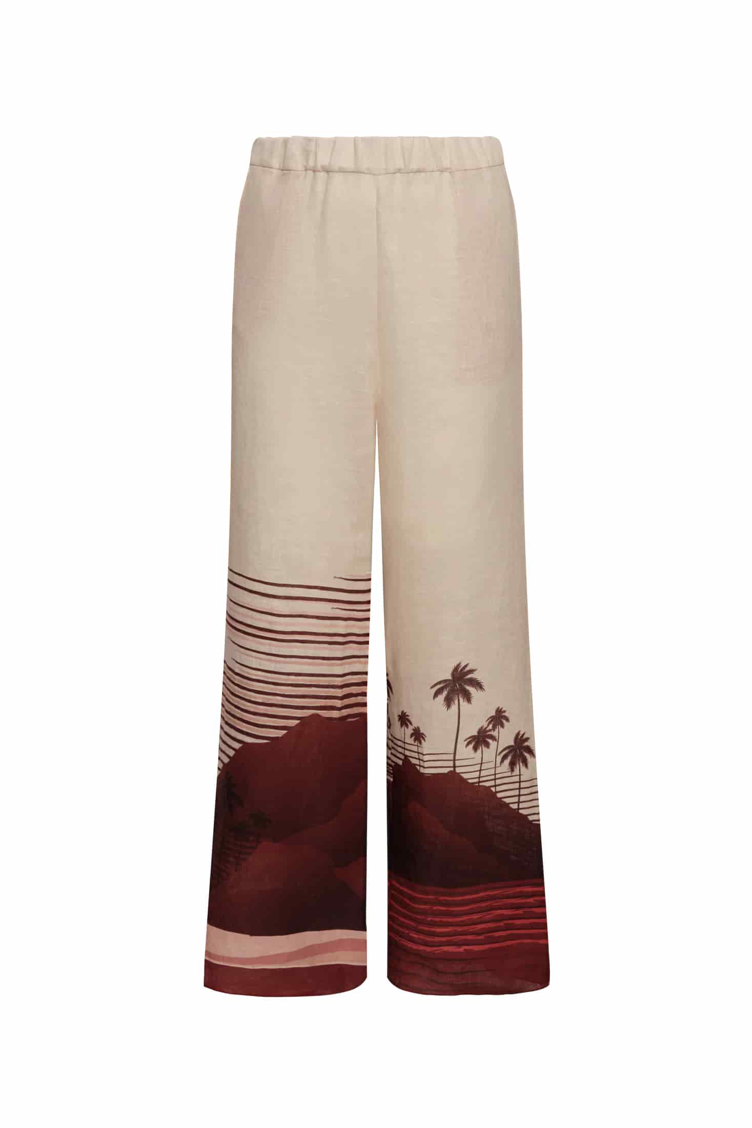 San Benito Linen Pants / Red Tropical Landscape - miniatura 2