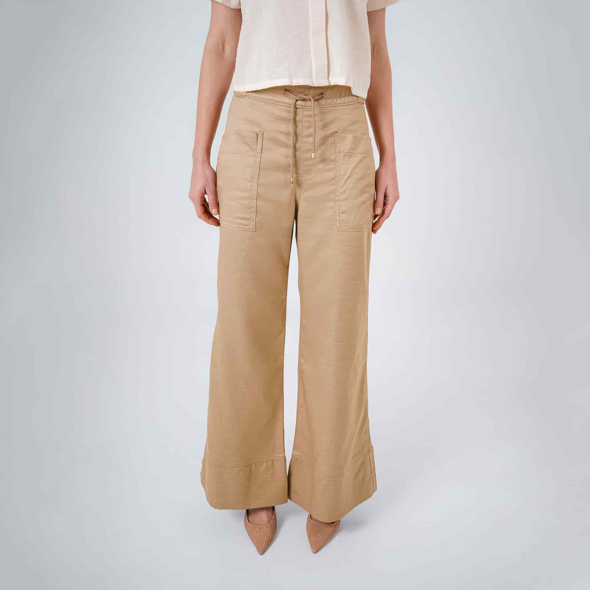 Pantalón básico estilo cargo bota flare con ajuste en cintura - miniatura 14