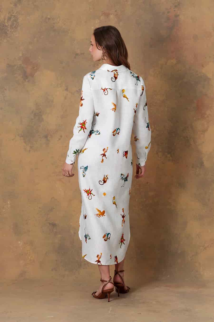 Women's dress linen panteon white - miniatura 5