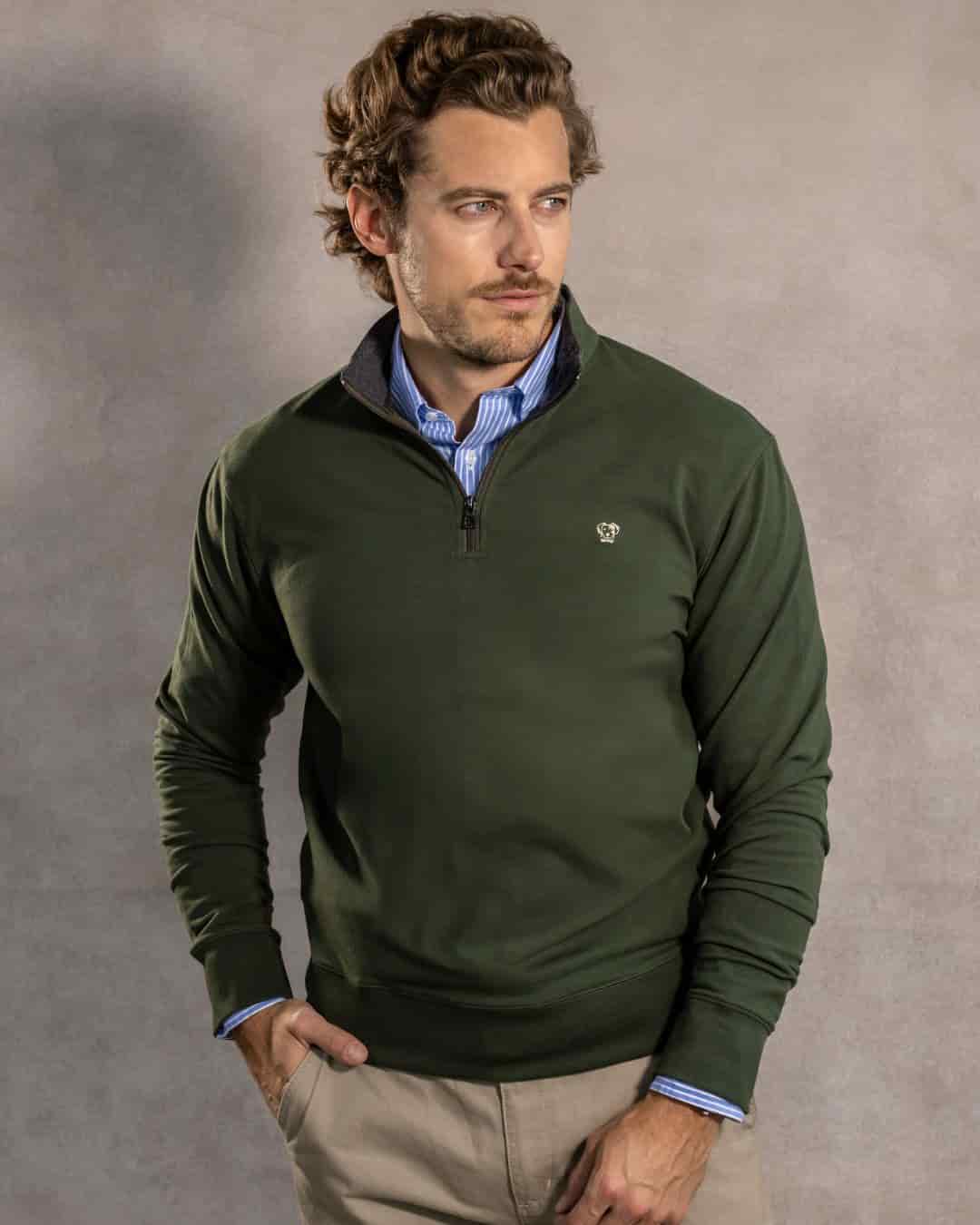 Halfzip Viana Antimanchas Verde Militar - miniatura 3