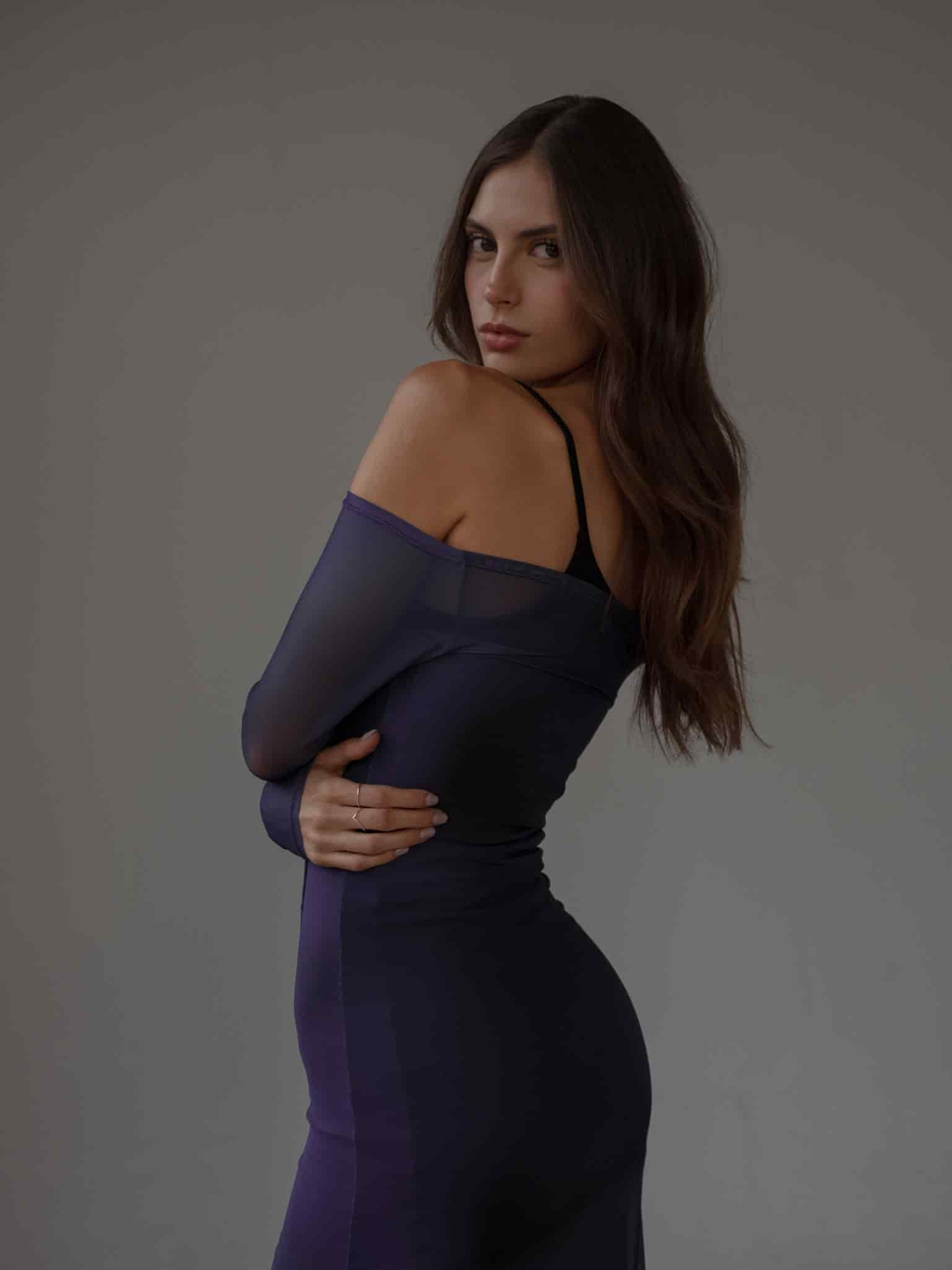 OFF SHOULDER MESH DRESS - MYSTIC PURPLE - miniatura 10