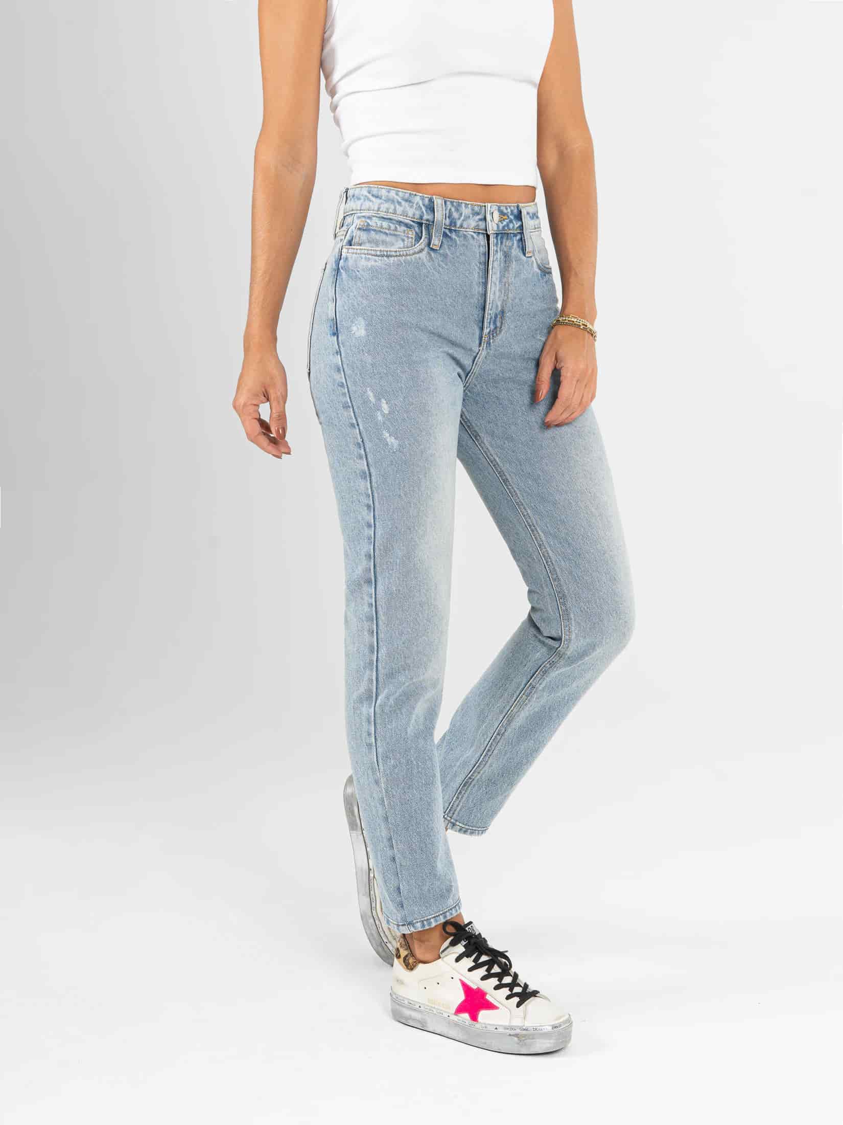 Ref: 066491 Jean Mom fit, rígido, tiro alto, tono azul medio claro. - miniatura 3