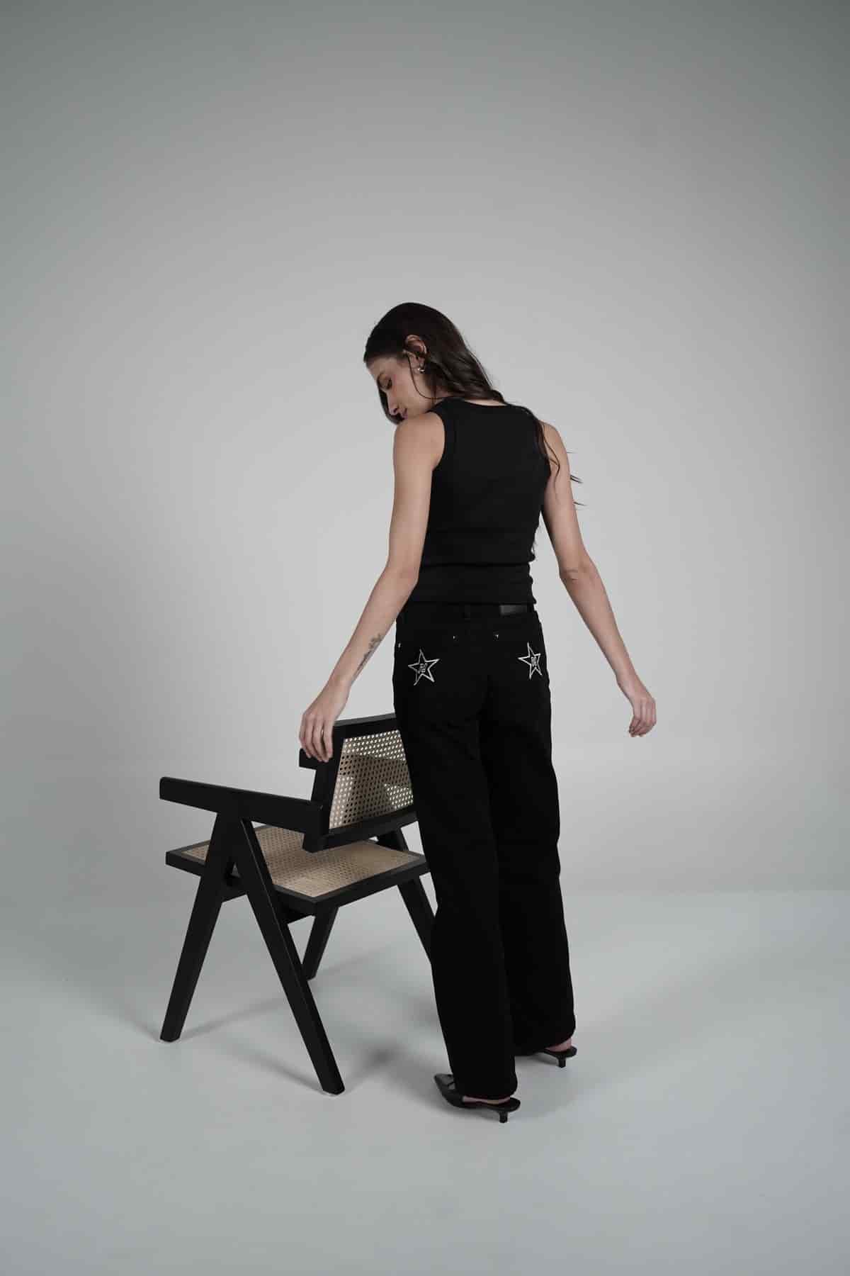 Double Star Black Jeans (Embroidered) - miniatura 3