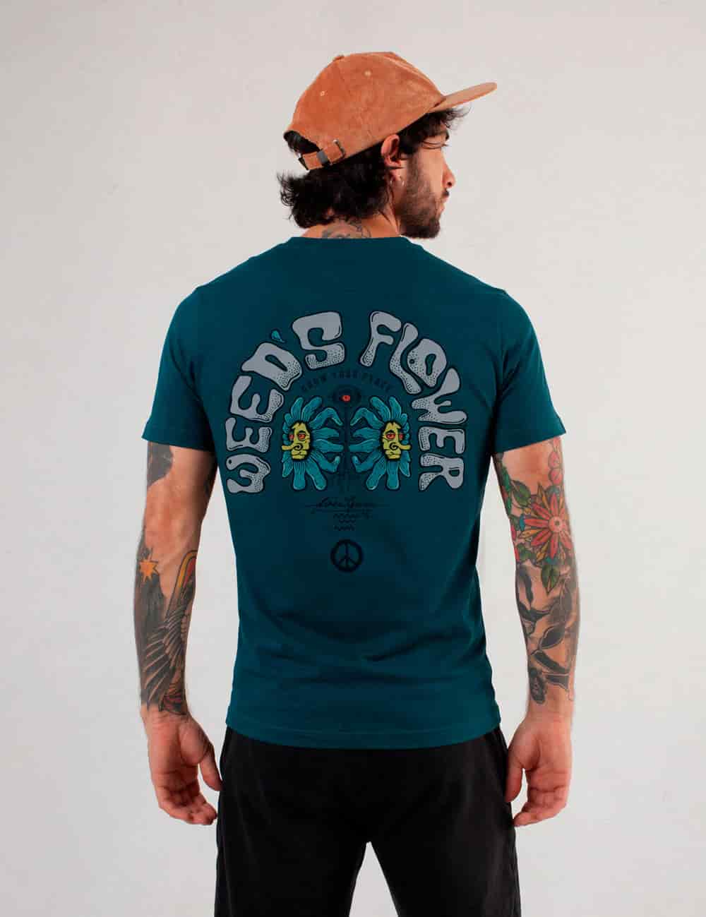 Camiseta regular fit Weed Flower verde Hombre - miniatura 2