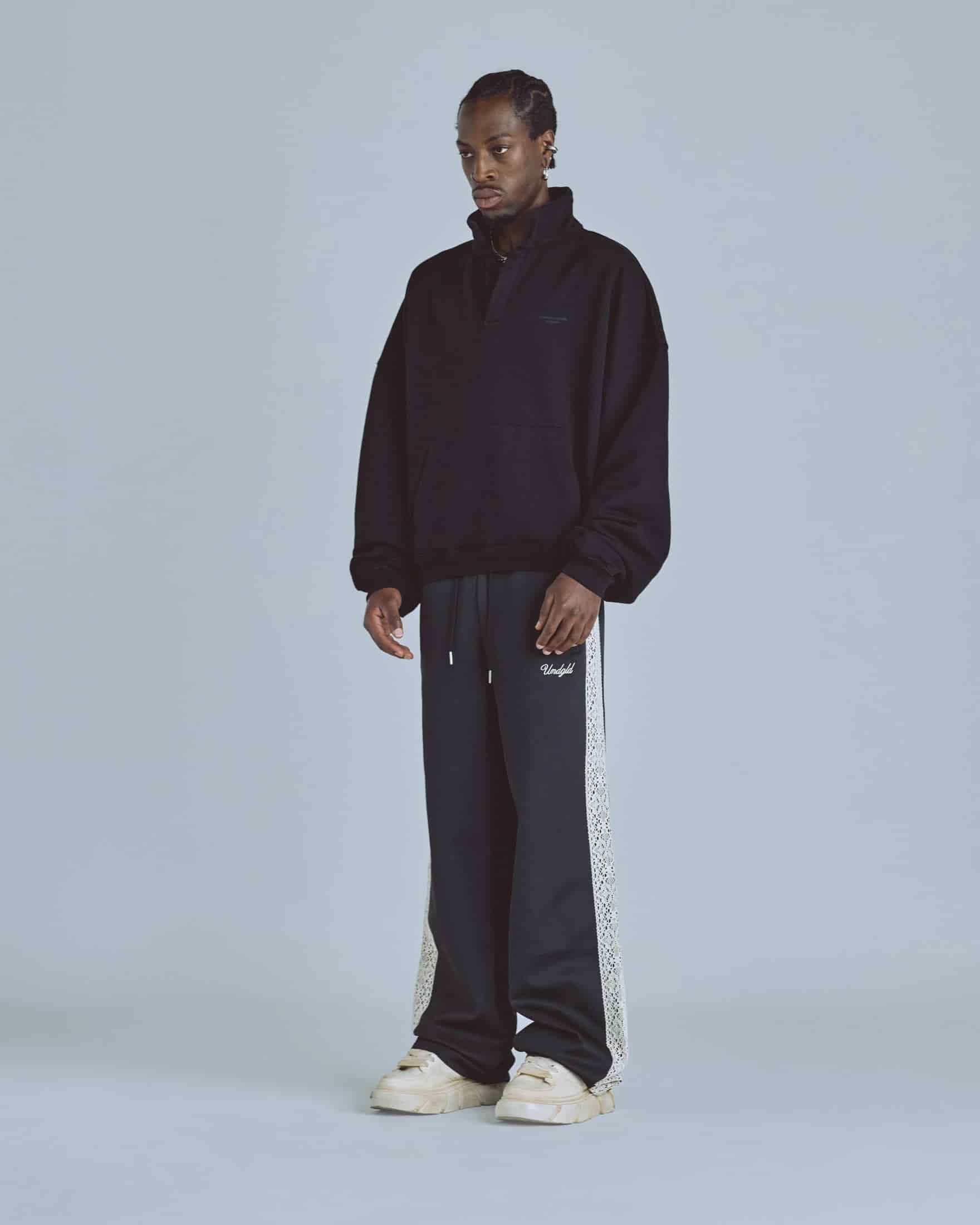 Basics Polo Collar Boxy Fit Hoodie Black - miniatura 5