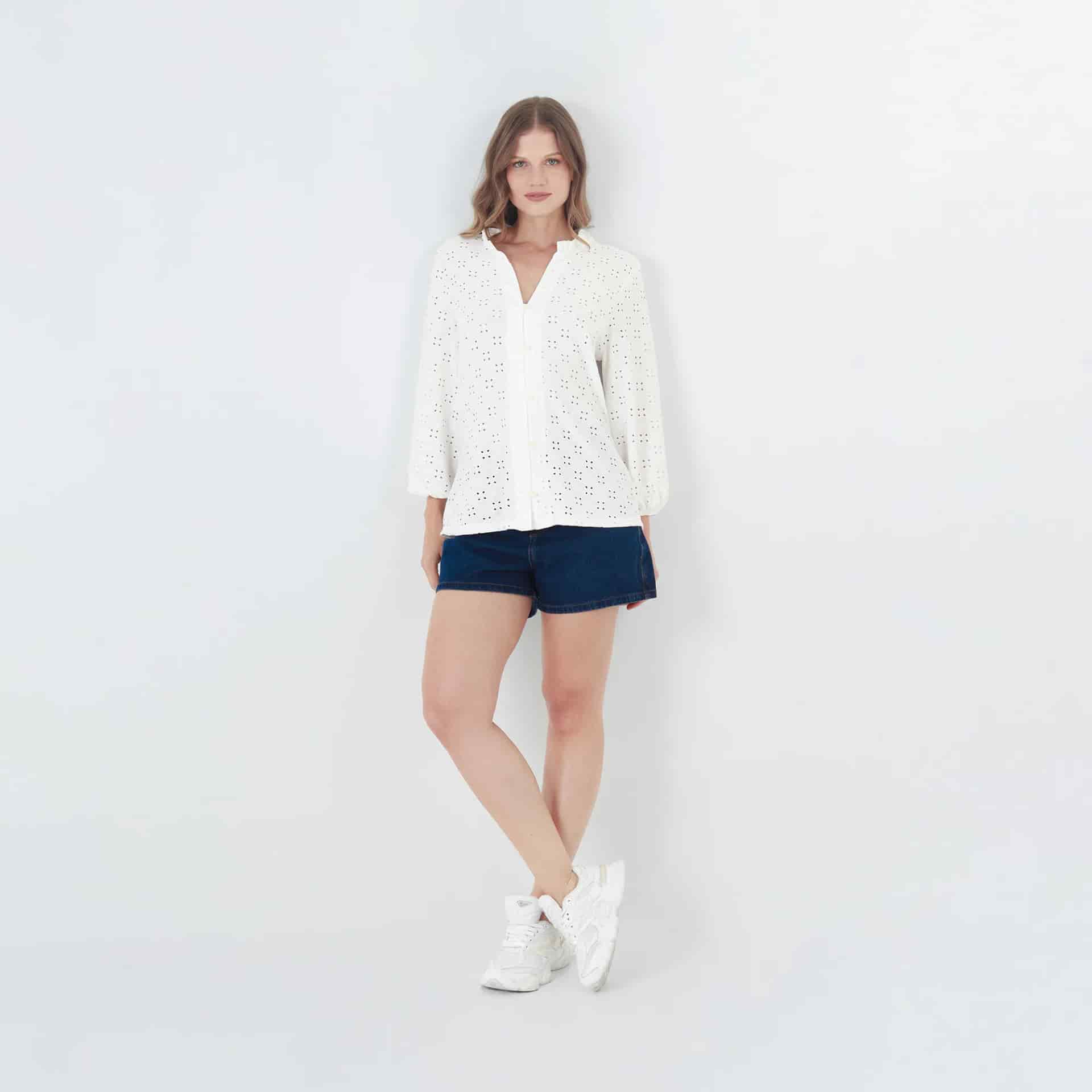 Blusa Cuello En V Manga Larga - miniatura 5