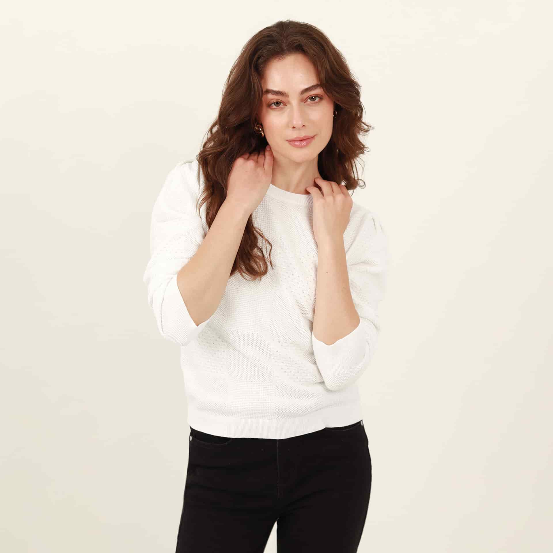 Sweater cuello redondo manga larga en jacquard - miniatura 1