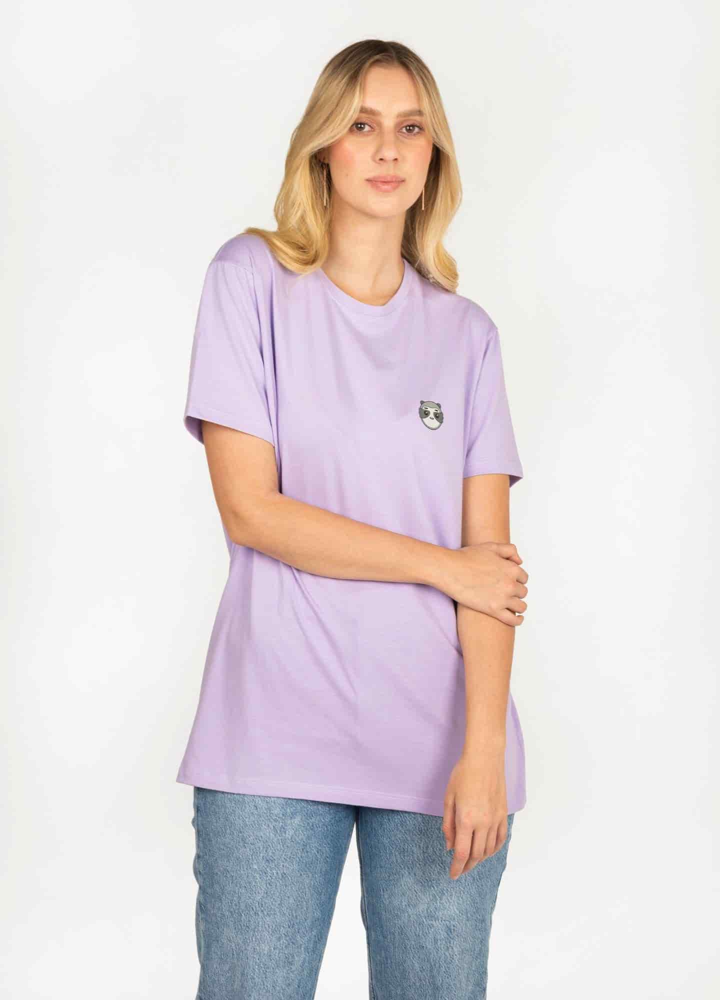 Basic Perezoso Camiseta Regular – Lila - miniatura 1