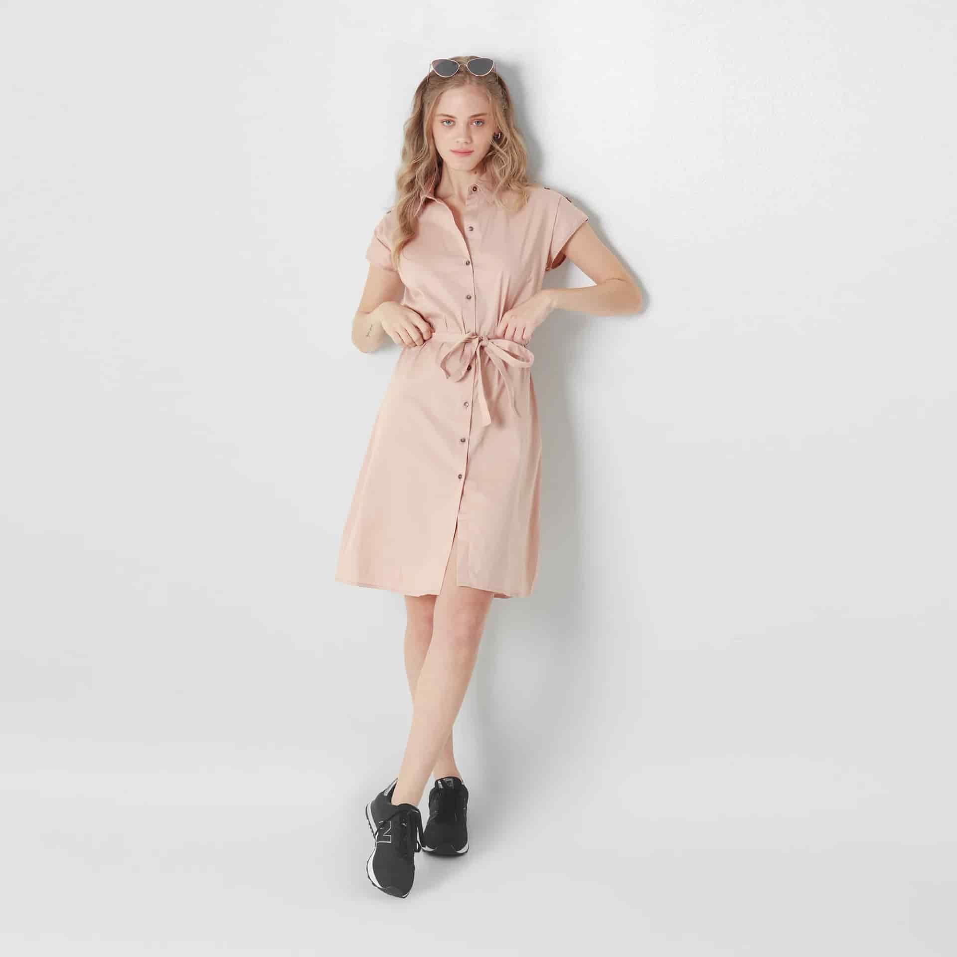 Vestido Cuello Camisero Manga Corta - miniatura 7