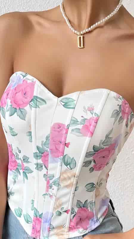 BRALETTE FLORES FONDO BLANCO - miniatura 1