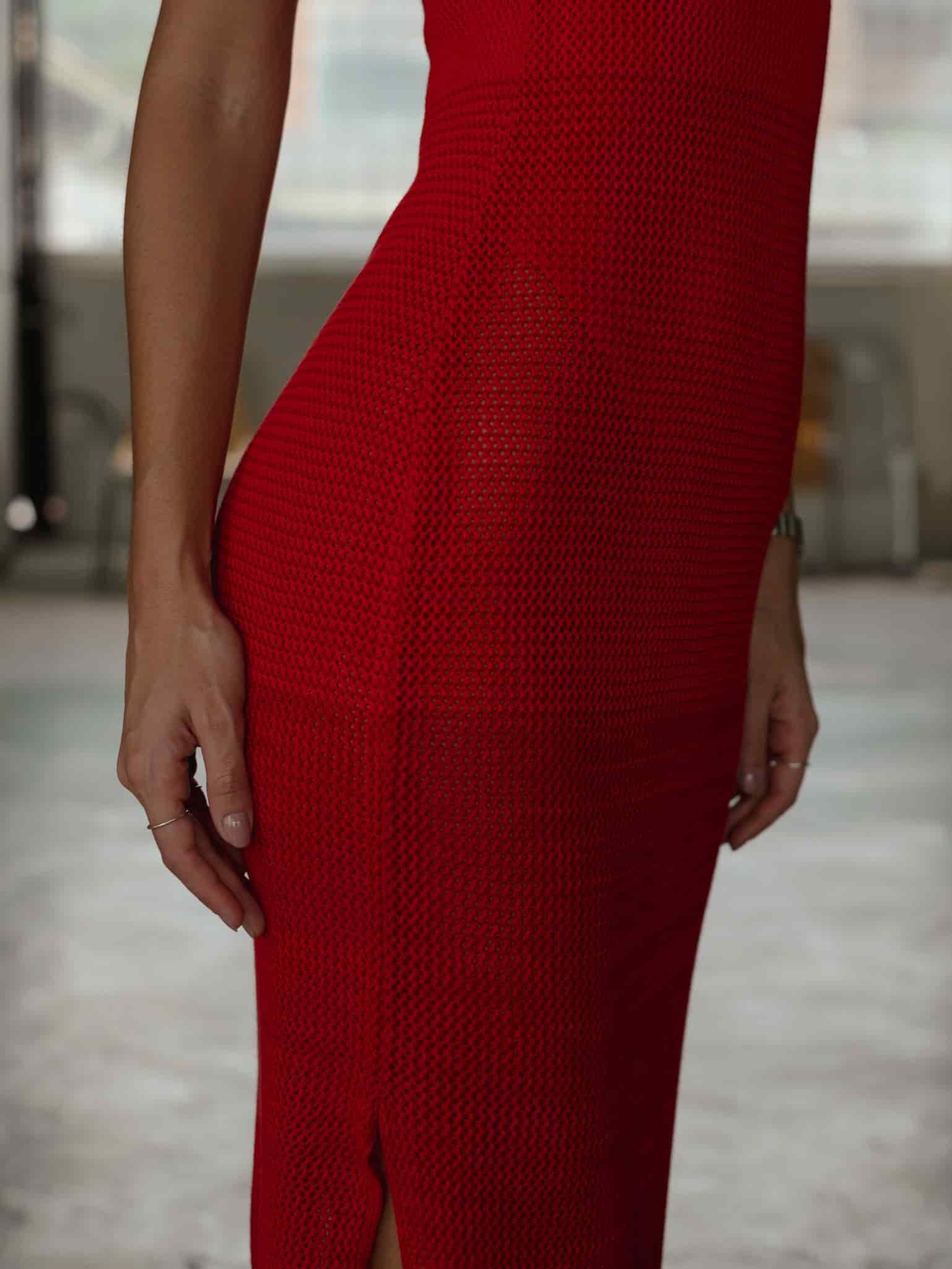 STRAPLESS BODYSUIT KNIT DRESS - ROBUST RED - miniatura 6