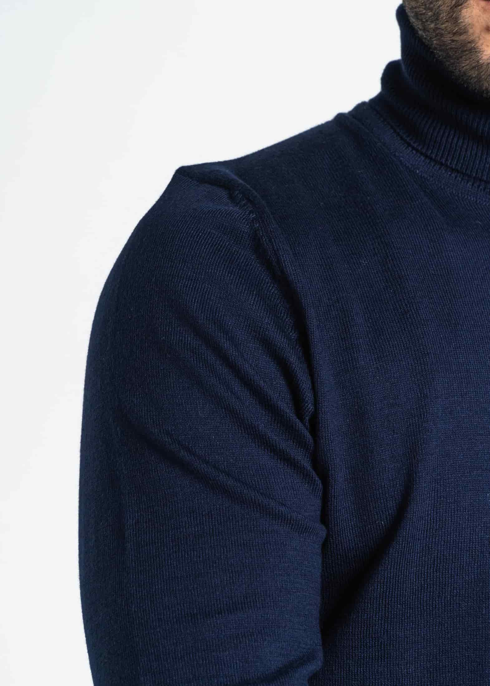 Jersey Cuello Alto Algodón Azul Oscuro - miniatura 3