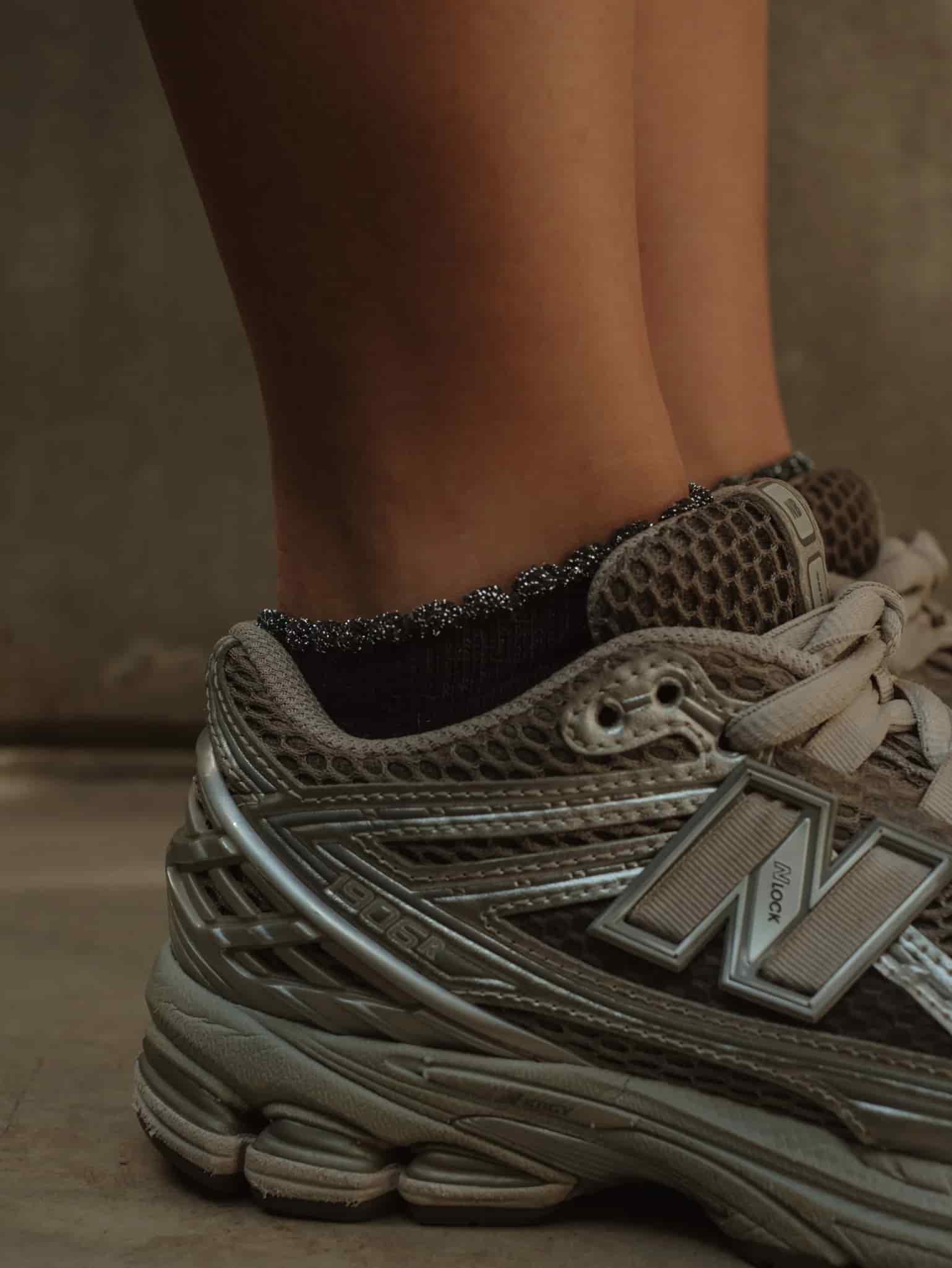 WAVE ANKLE SOCKS - SHINY GRAY - miniatura 5