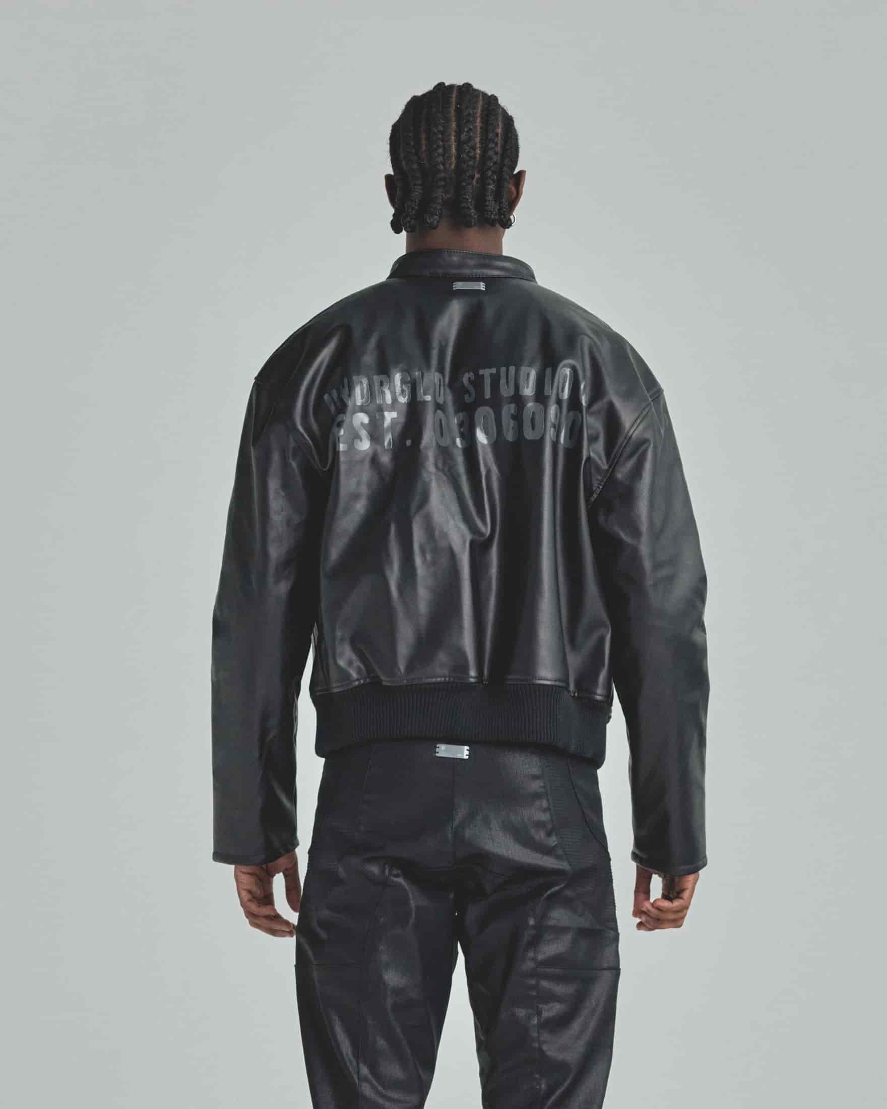 Spring Worn Logo Biker Jacket Black - miniatura 4