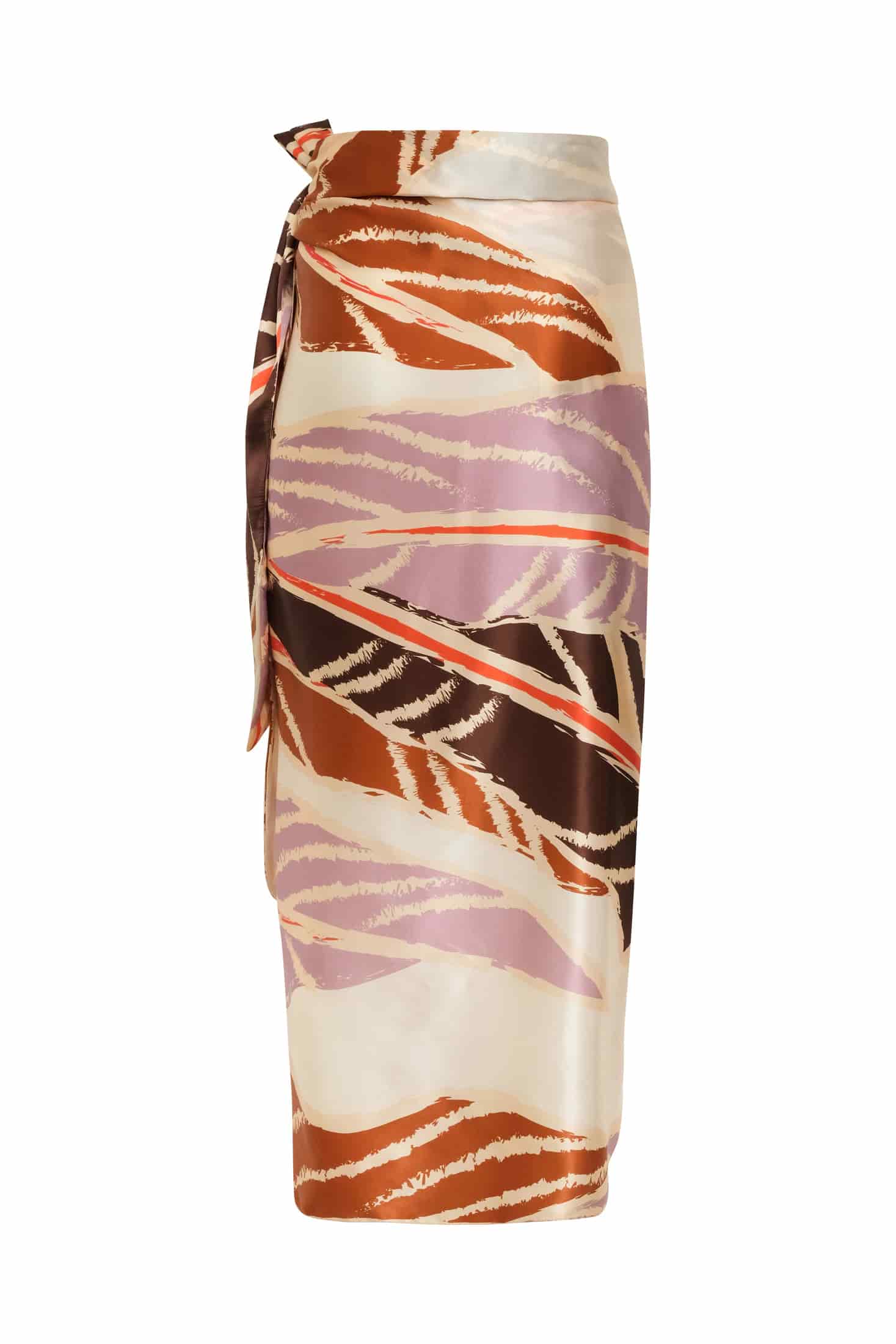 Mapara Satin Silk Skirt / Lilac Platanera Leaves - miniatura 3