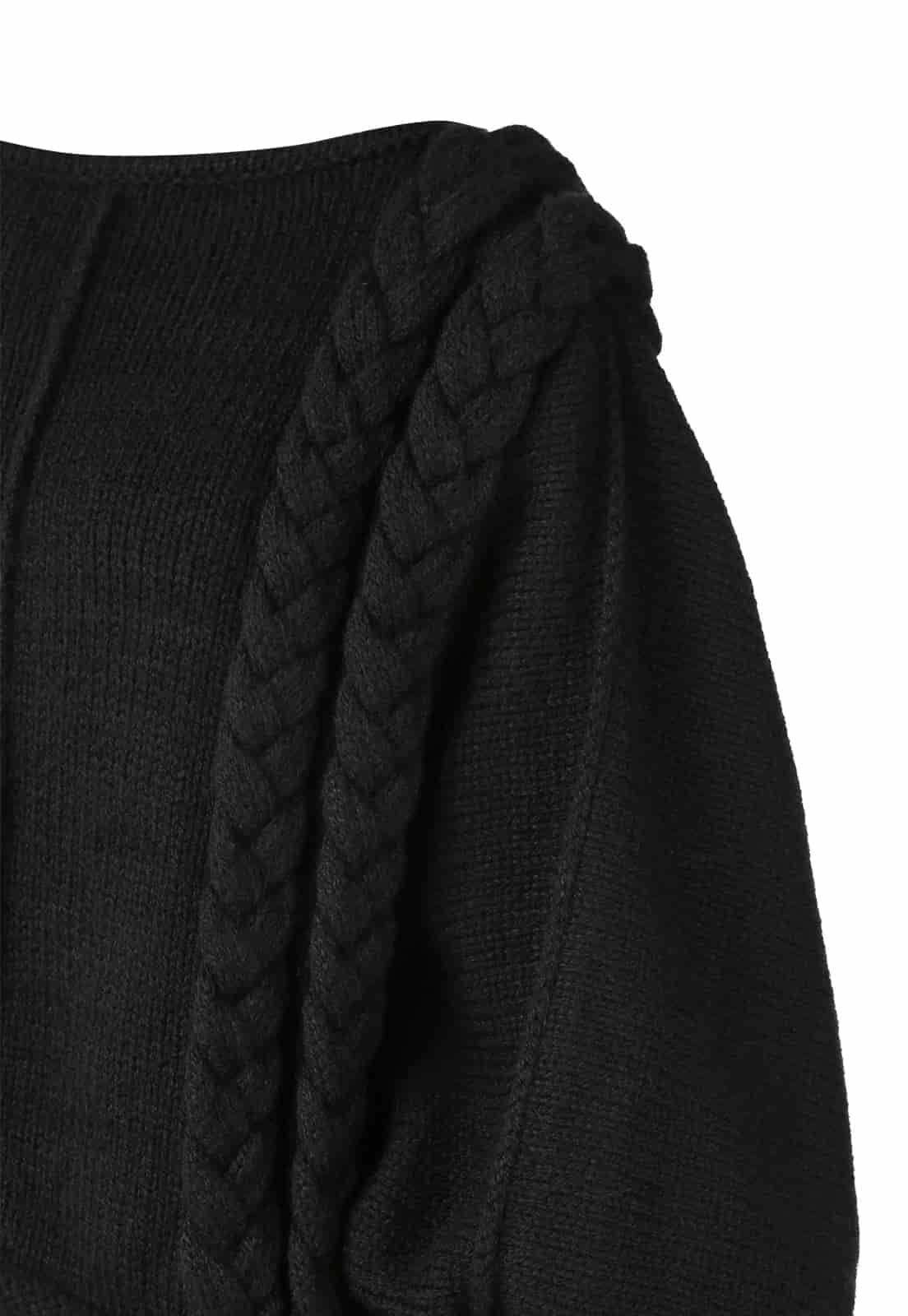 KNITTED SWEATER WITH LONG BRAIDS - miniatura 5
