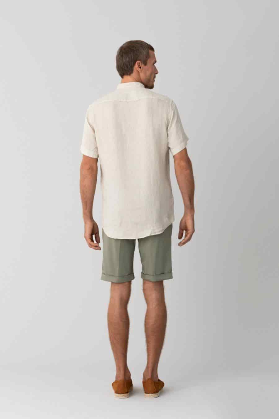 men’s linen shirt mao beige basic - miniatura 7