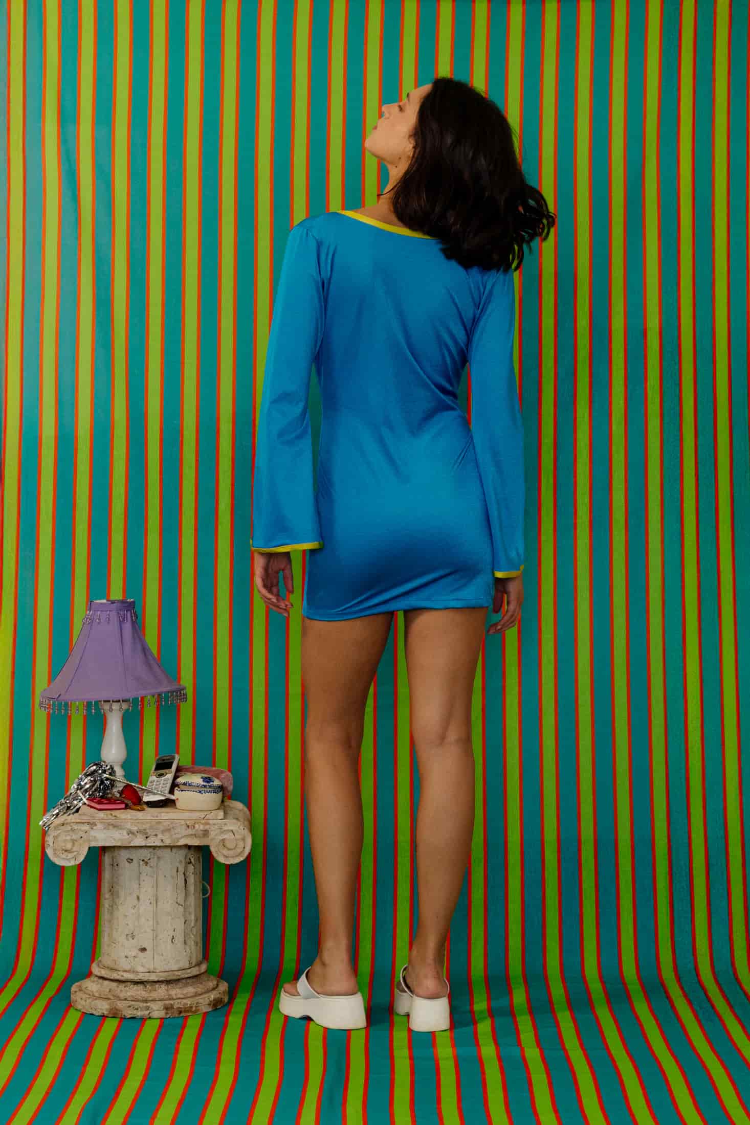 Lallywood Dress In Aqua - miniatura 9