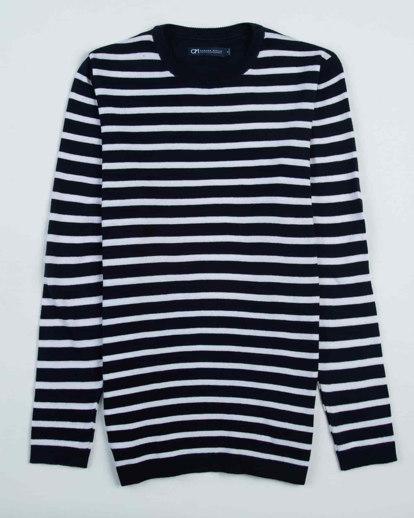 Saco Cuello Redondo Algodón Raya Blanca - miniatura 1