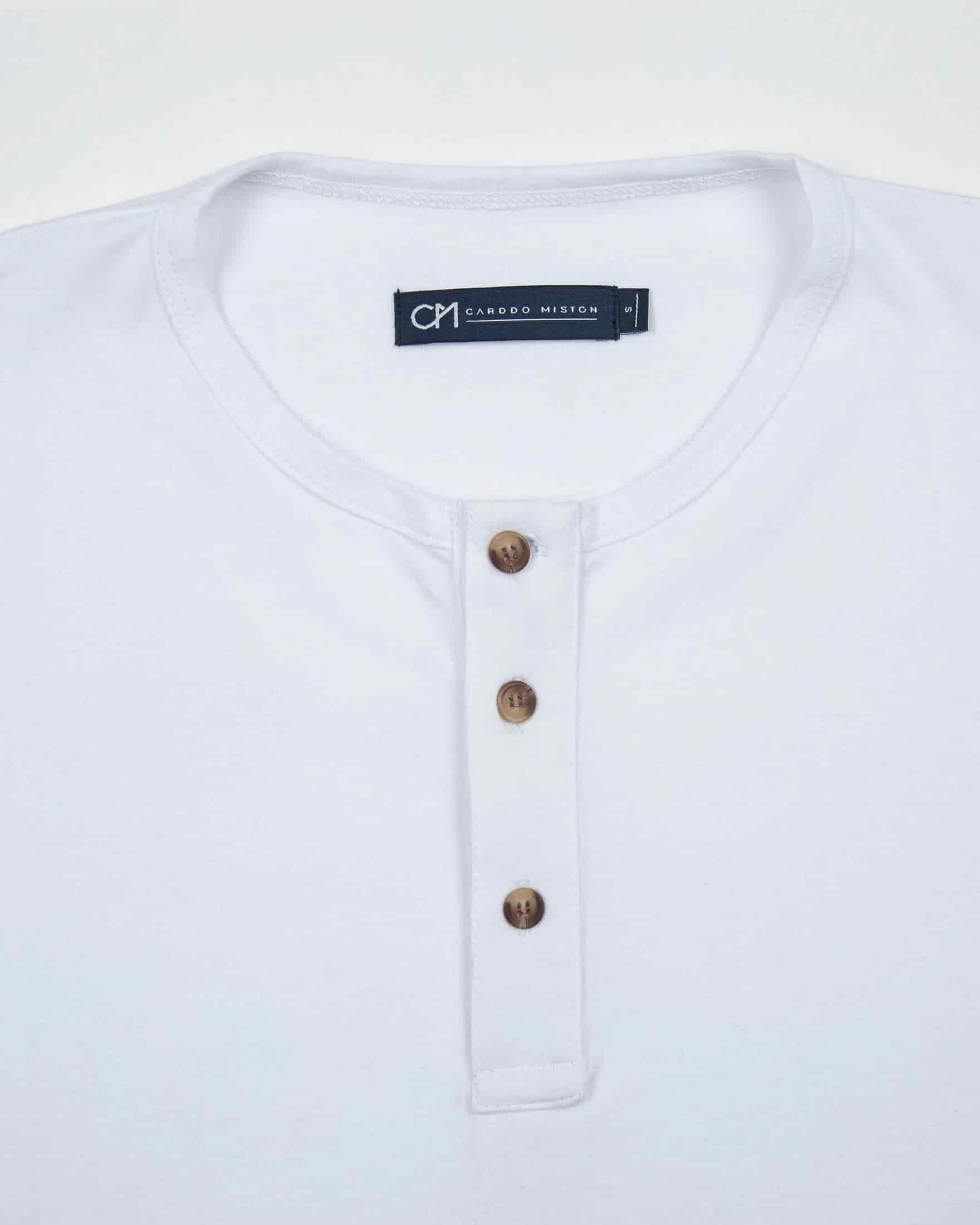 Camiseta Henley Manga Larga Algodón Blanco - miniatura 2