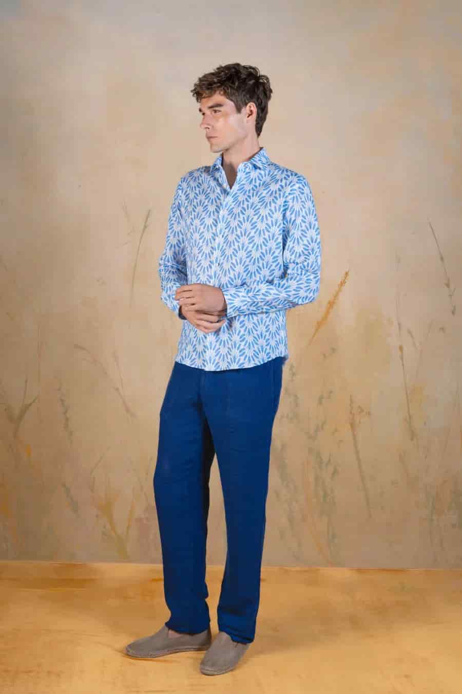 Light Blue Spica linen shirt light blue - miniatura 2