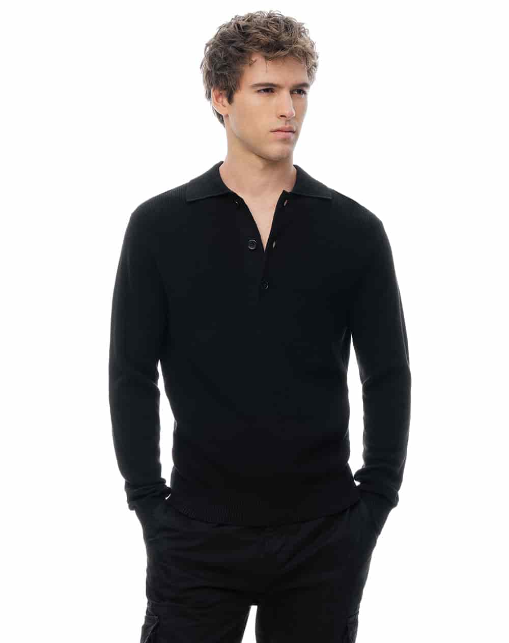 Buzo tipo polo regular negro hombre - miniatura 2