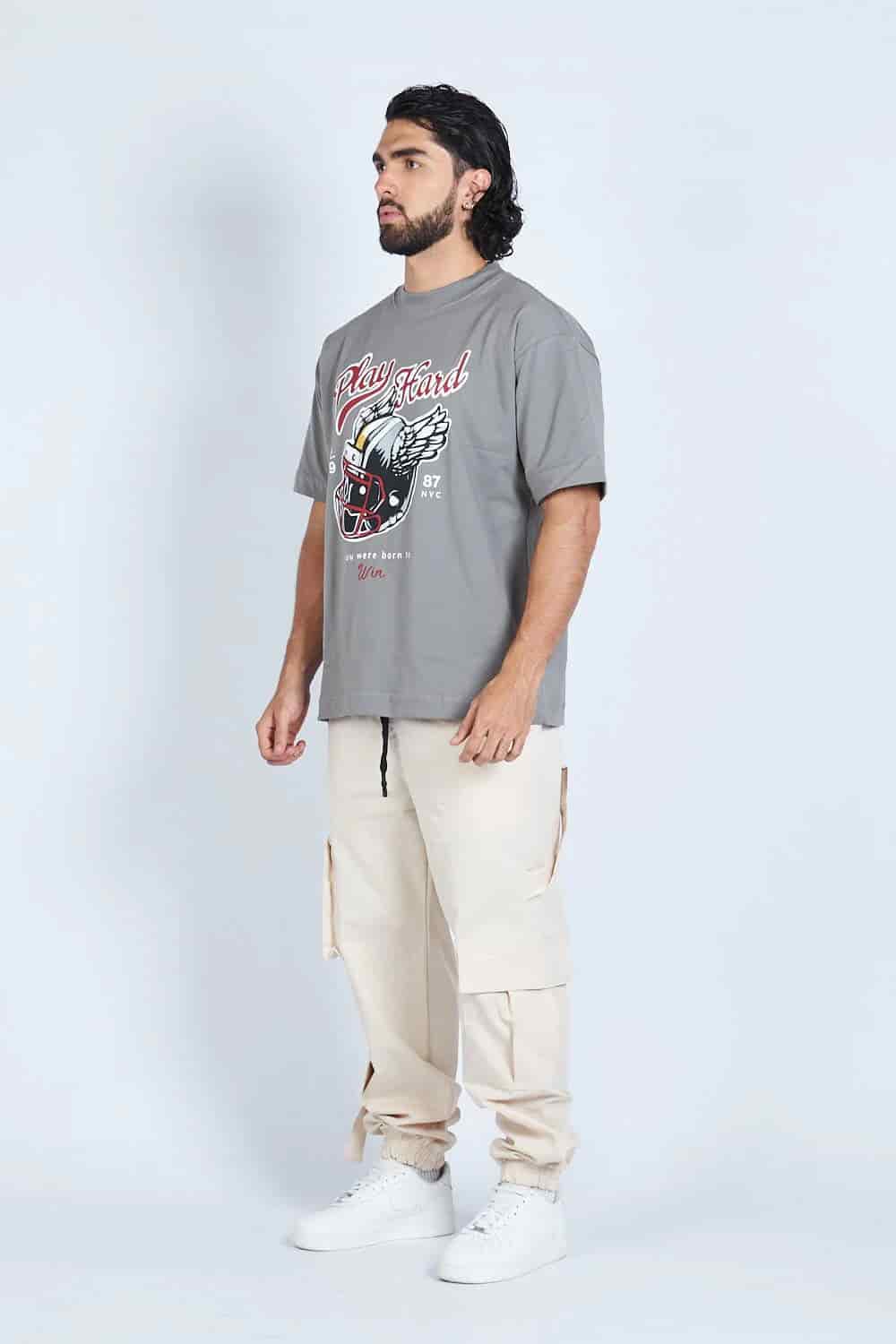 Camiseta oversize PLAY HARD GRIS | DROP 03 | - miniatura 2