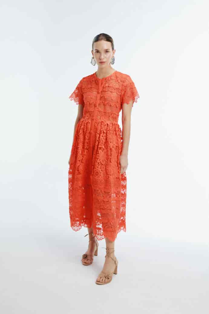 HIBISCUS MAXI DRESS FLAME - miniatura 1