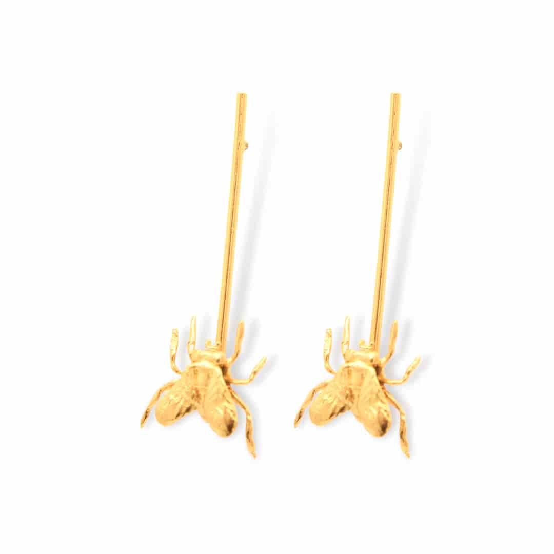 Aretes largos con mosca grande - miniatura 2