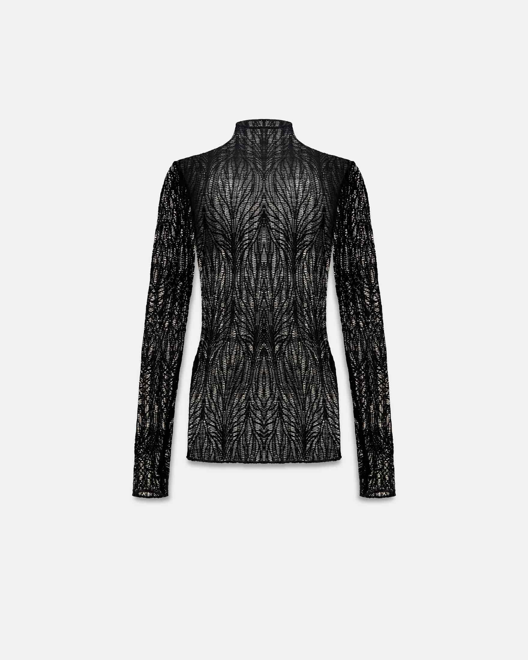 Basics Turtle Neck Top Transparent Black - miniatura 1