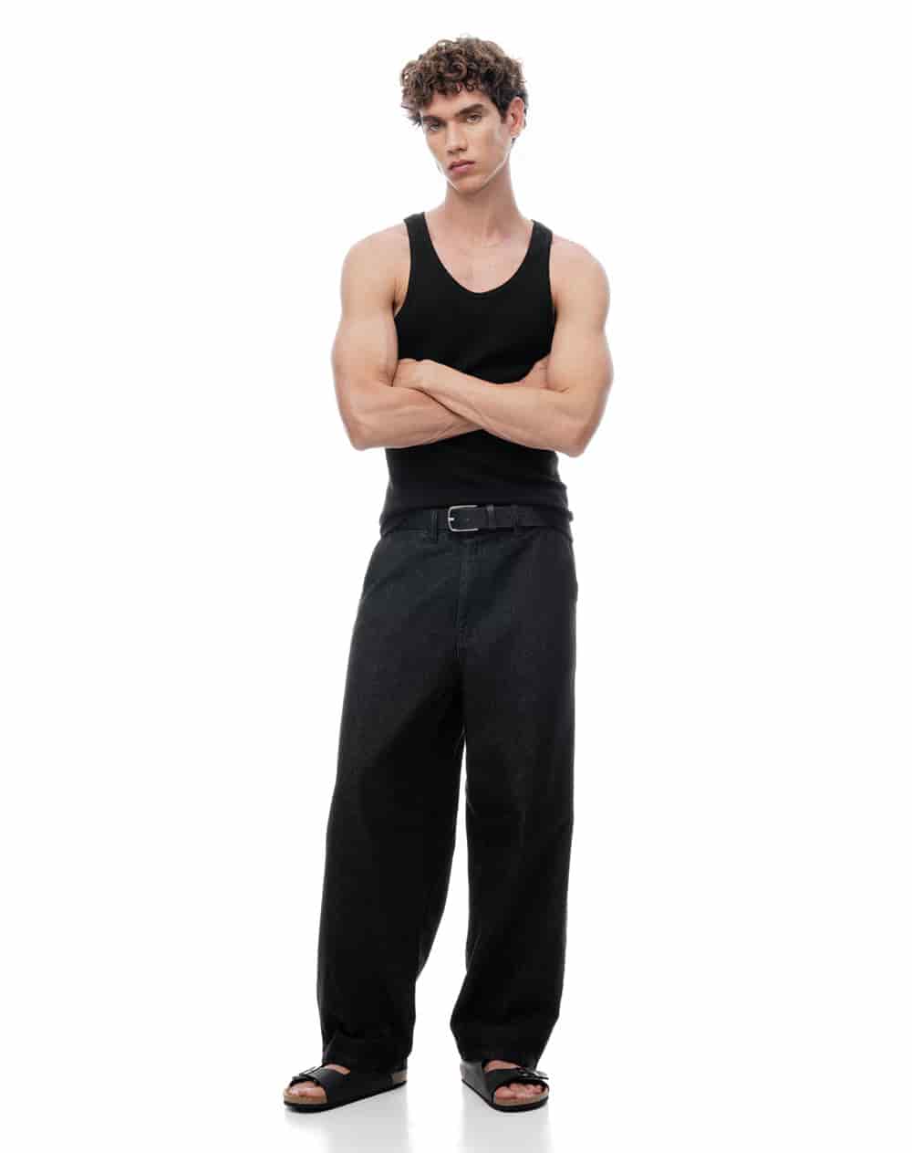 Camisilla slim algodón negro hombre - miniatura 4
