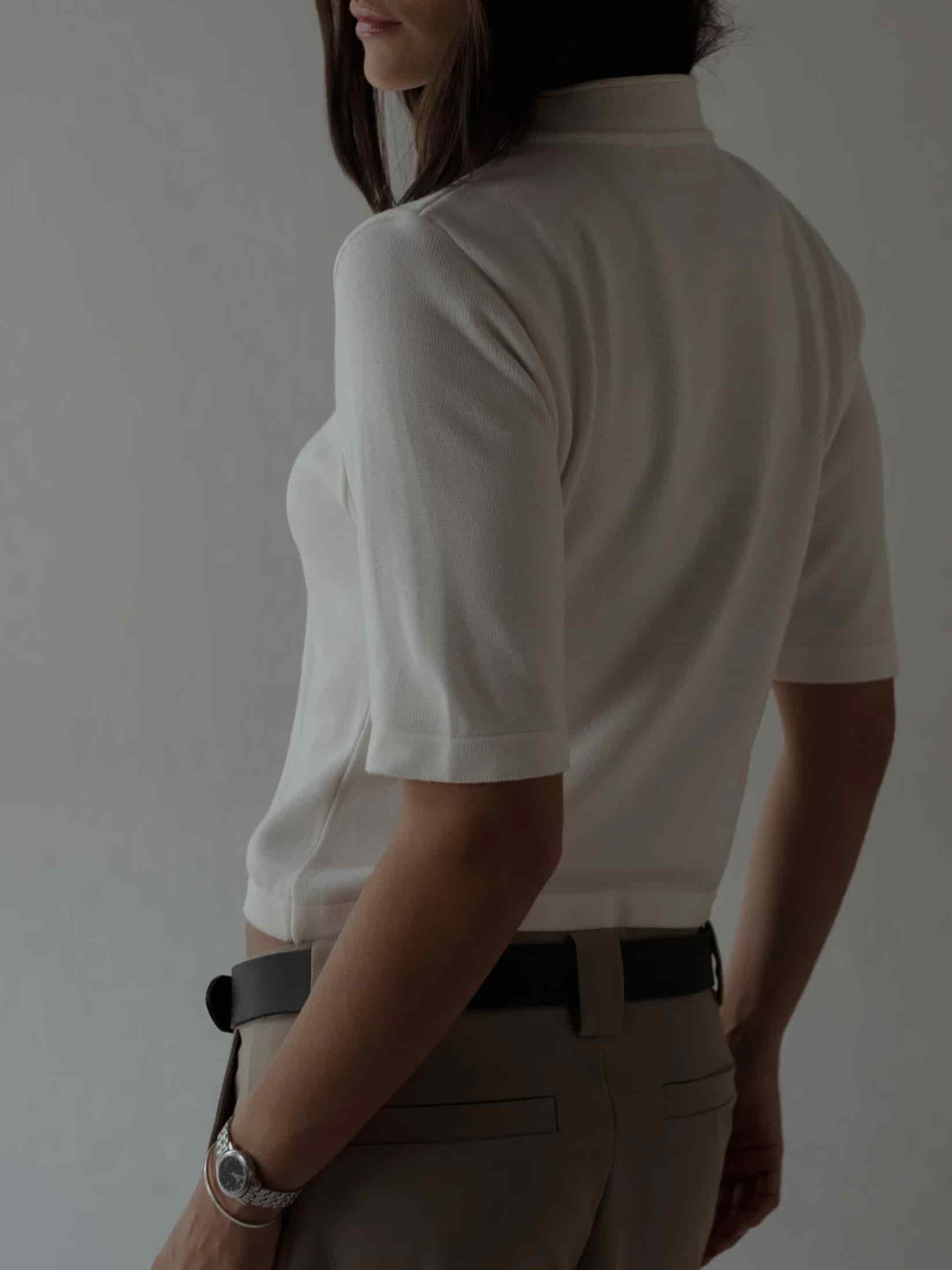 TALL COLLAR KNIT T-SHIRT - VANILLA - miniatura 8