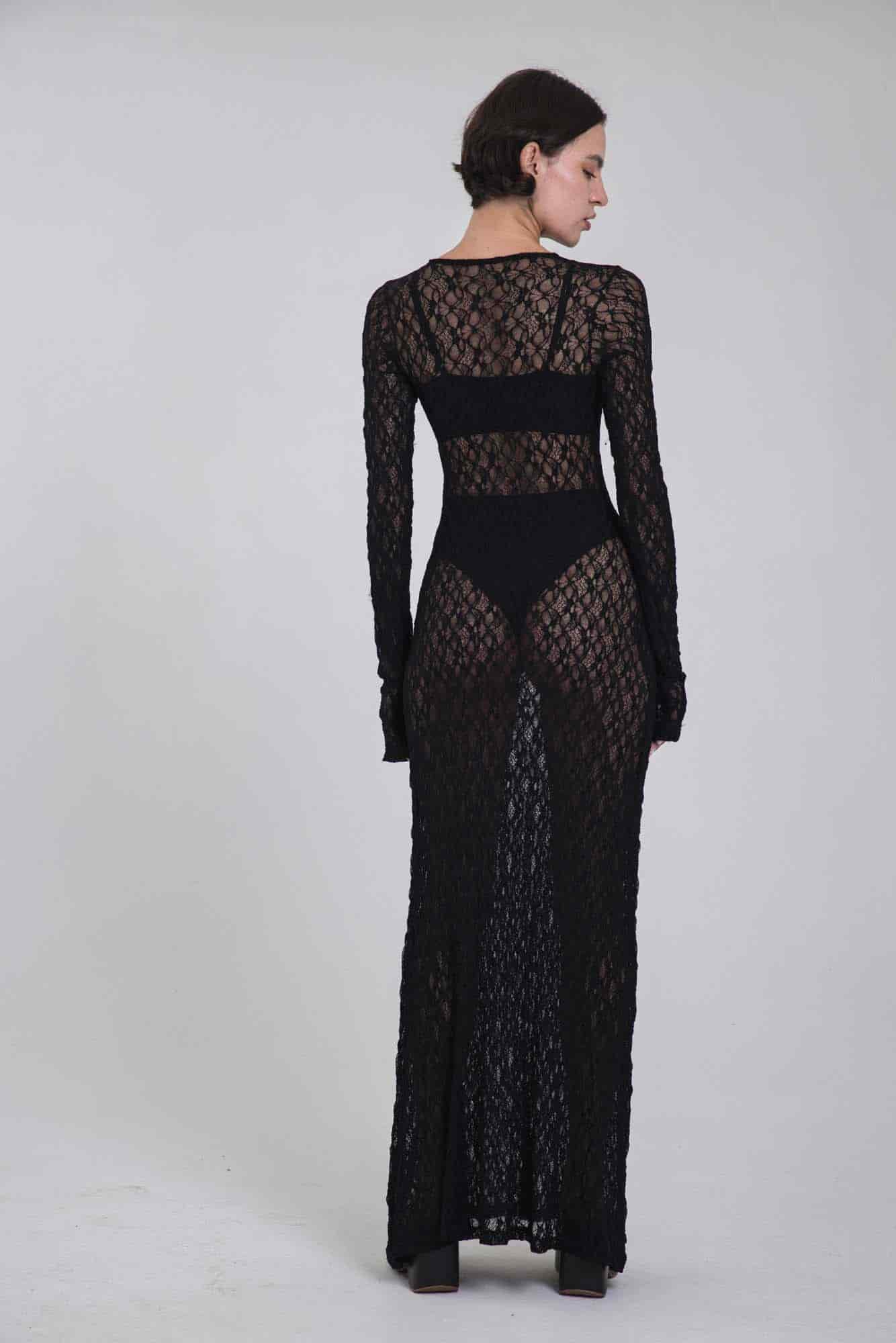 VITTORIA BLACK LACE DRESS - miniatura 4