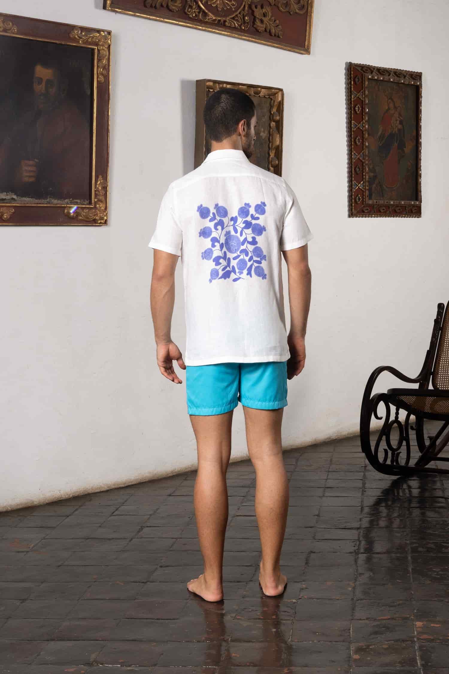 Men's linen shirt white kokan - miniatura 5
