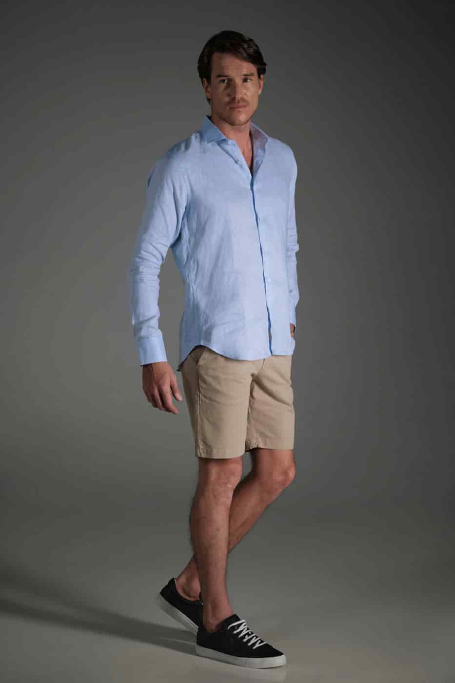 Bermuda Chino Slim Dril Beige Medio - miniatura 4