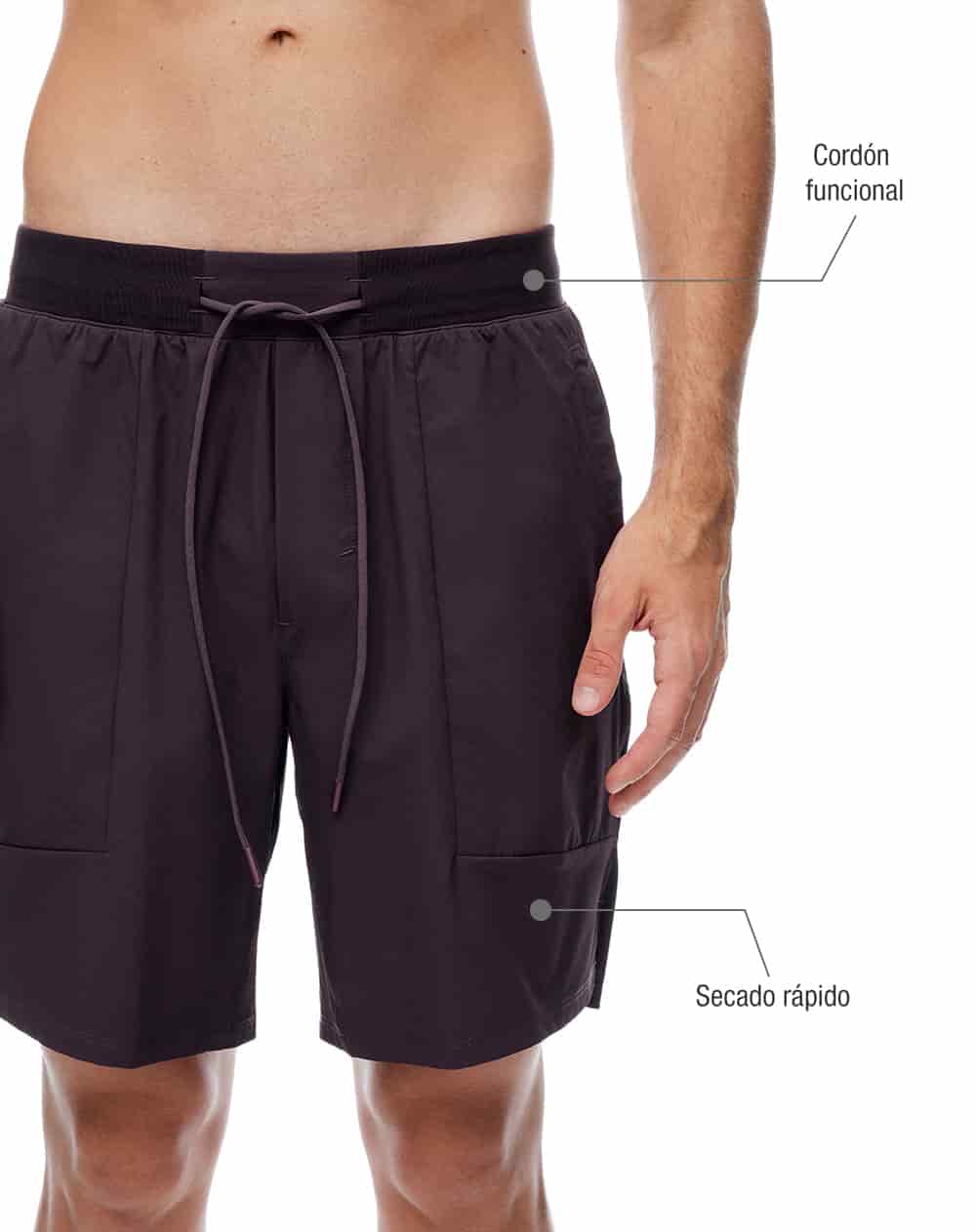 Pantaloneta deportiva vino tinto hombre - miniatura 4