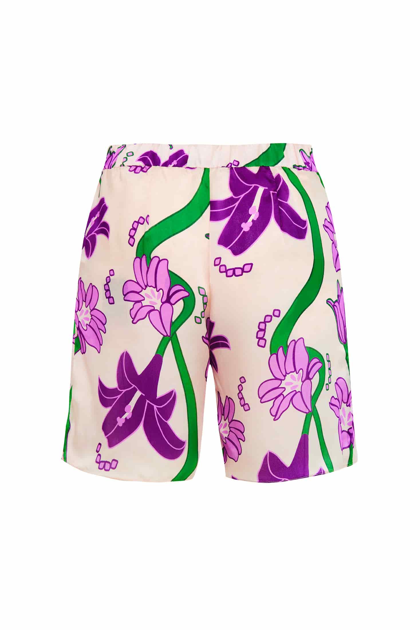 Noches De Luna Silk Shorts / Violet Flowers - miniatura 3