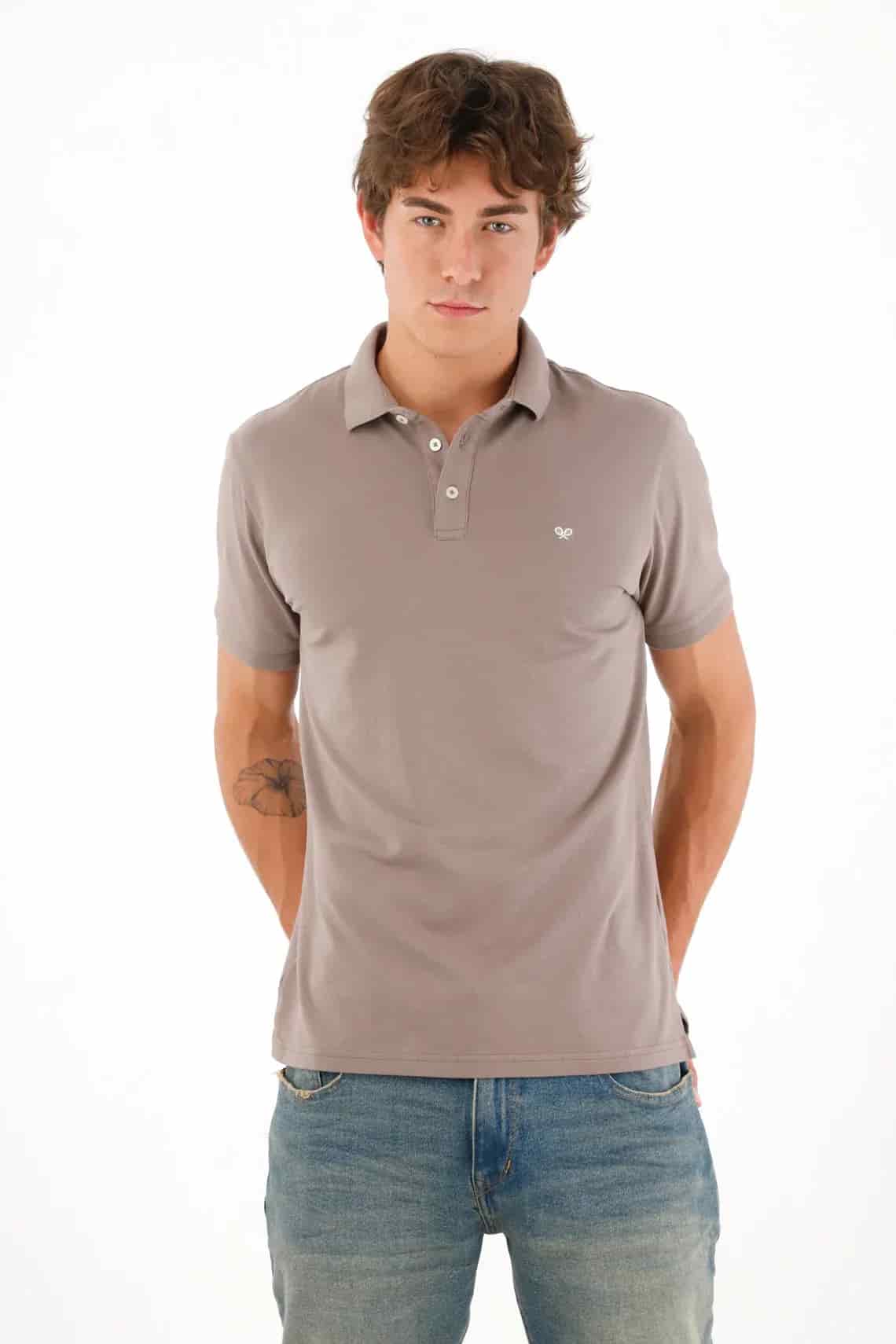 Polo con mini raqueta gris con acabado ligero para hombre - miniatura 4