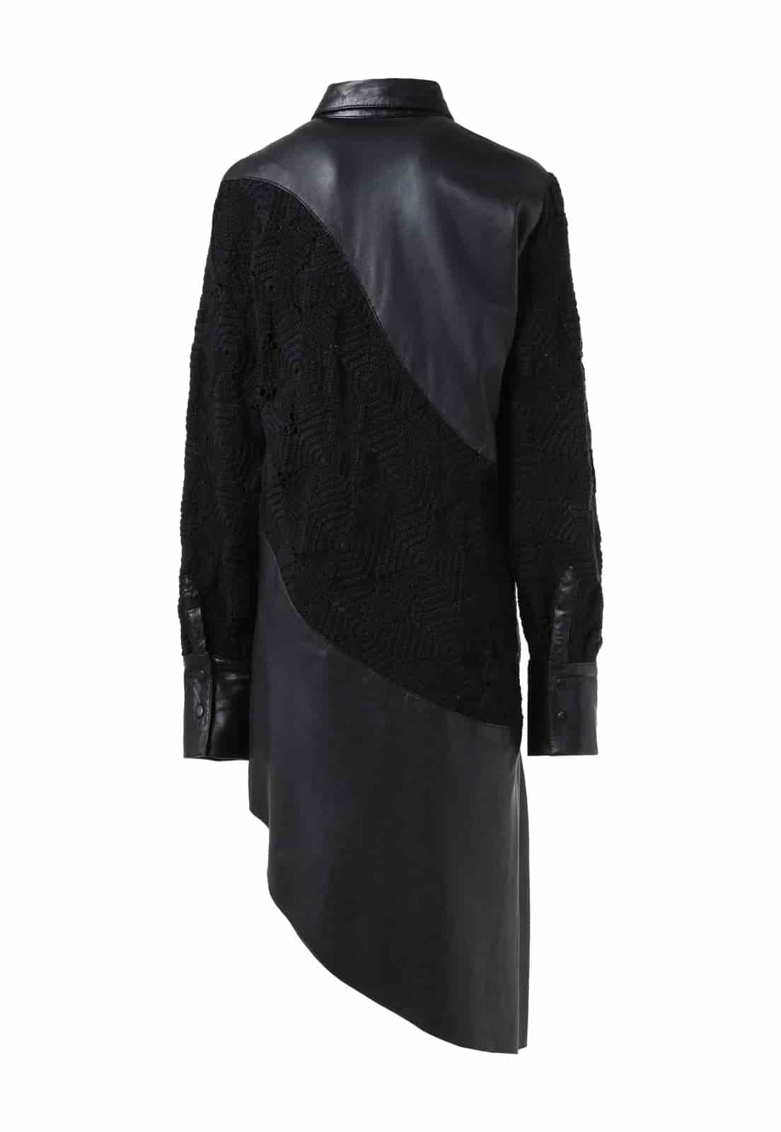WAVY CROCHET LEATHER SHIRT DRESS - miniatura 4