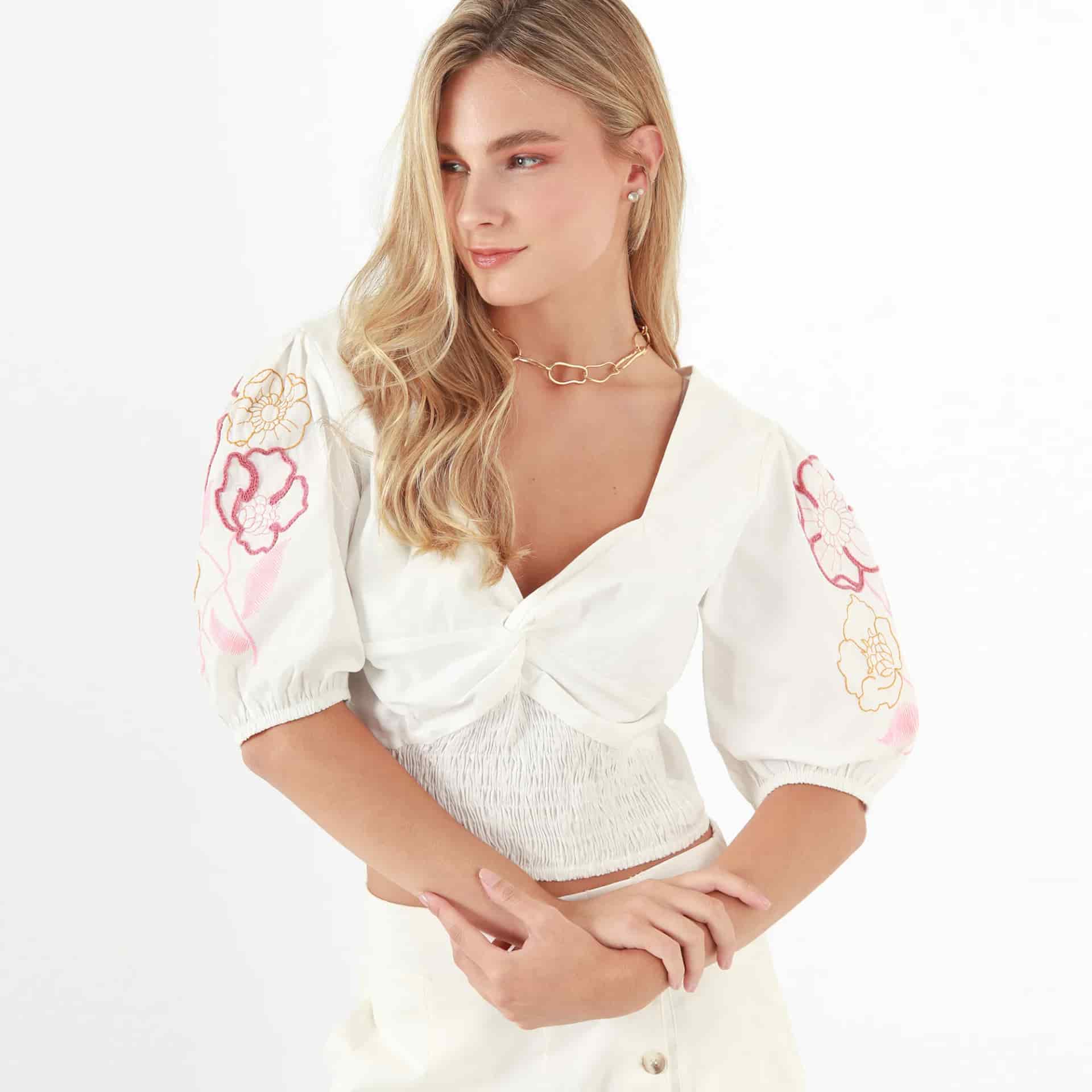 Blusa Cuello Corazon Manga 3cuartos - miniatura 1