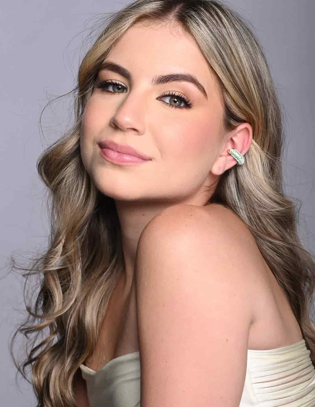 Ear Cuff Luna Llena Verde Menta - miniatura 2