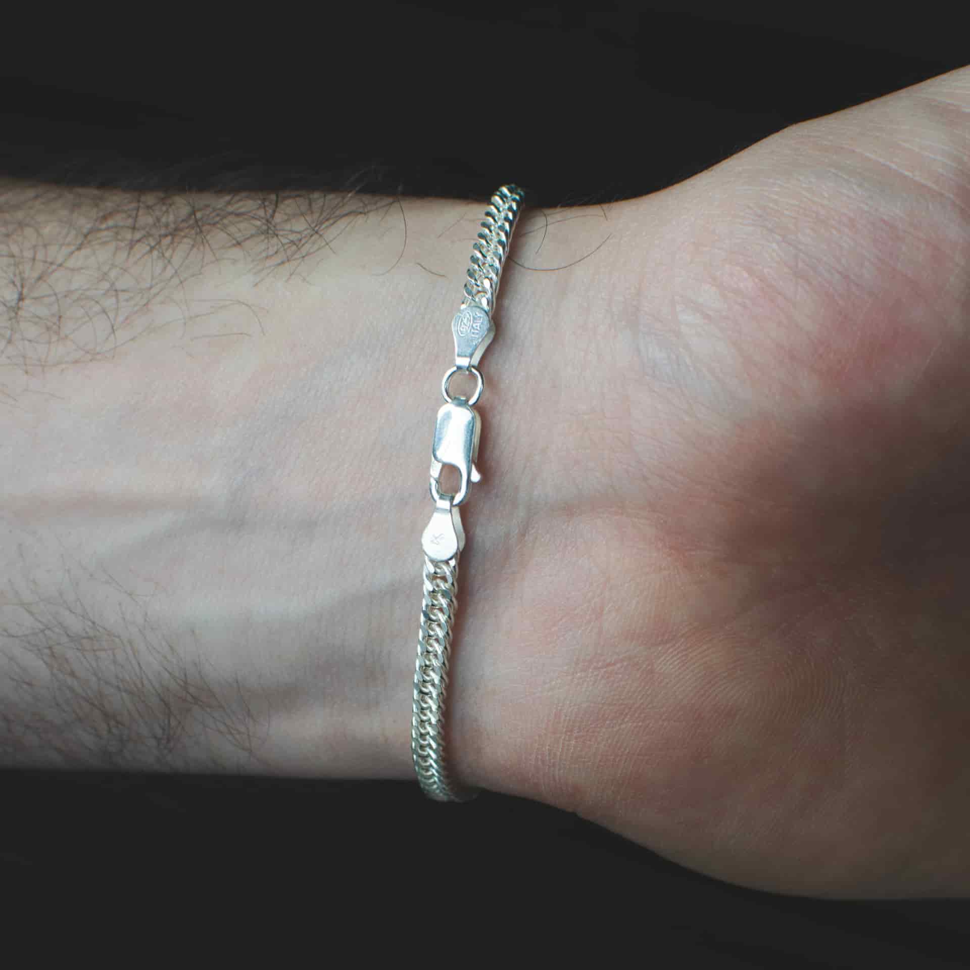 Pulsera Tejida de Eslabones 3mm Plata Ley 925 - miniatura 1