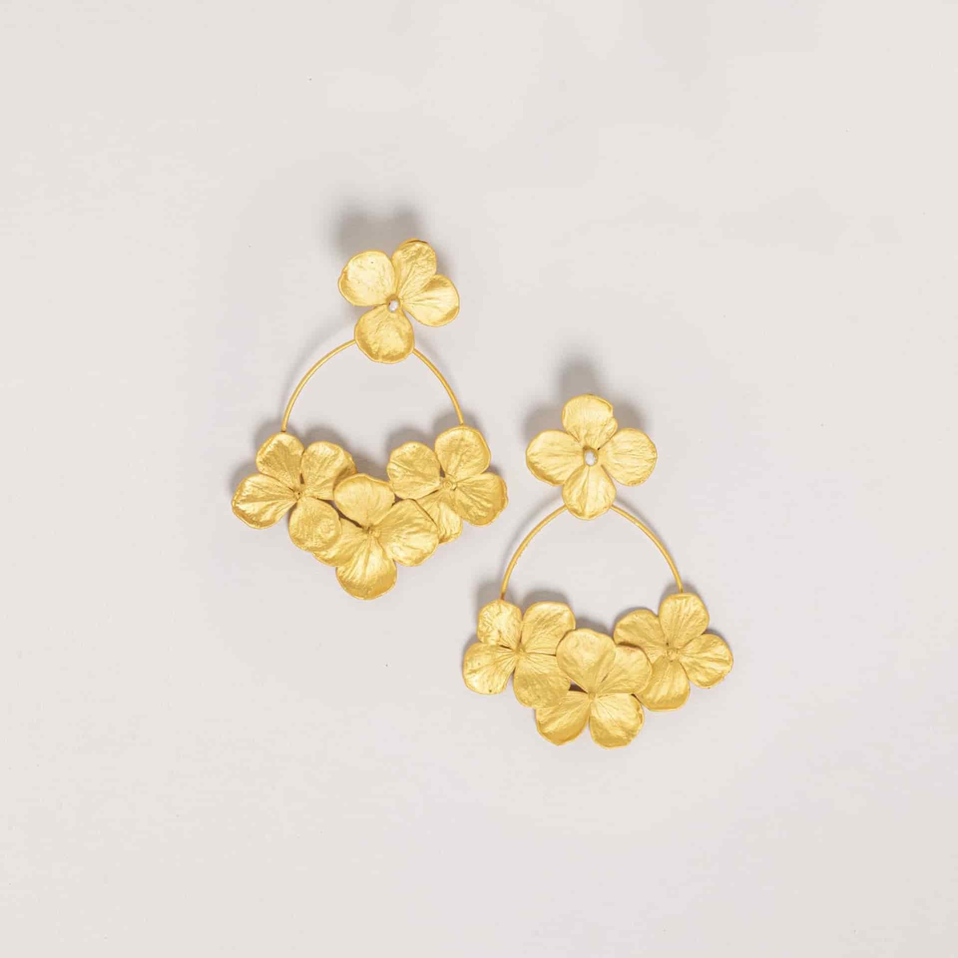 ARETES HYDRANGEA CON PERLAS - REMOVIBLE - miniatura 1