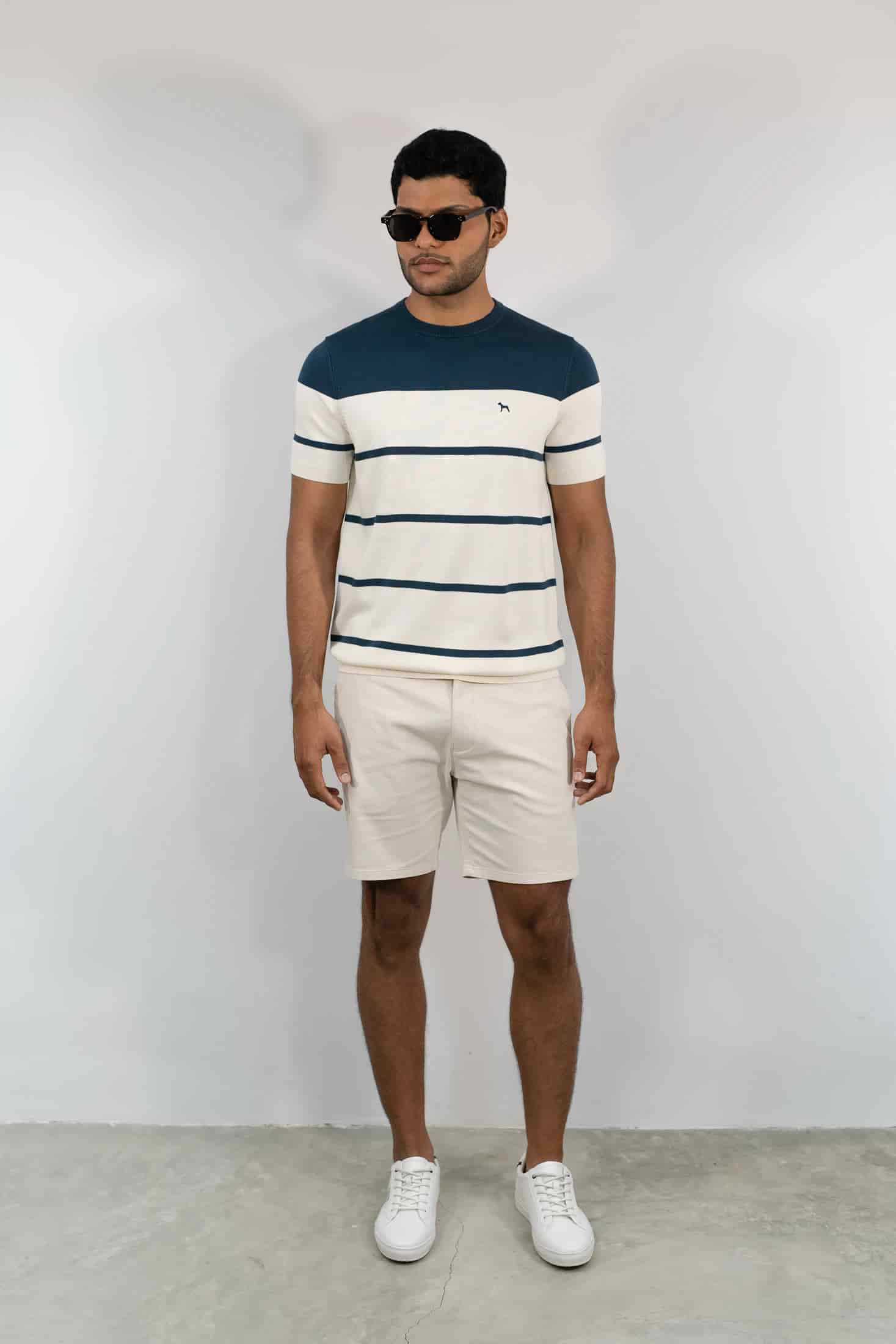 Suéter Fashion Azul Petróleo/Crema - miniatura 6