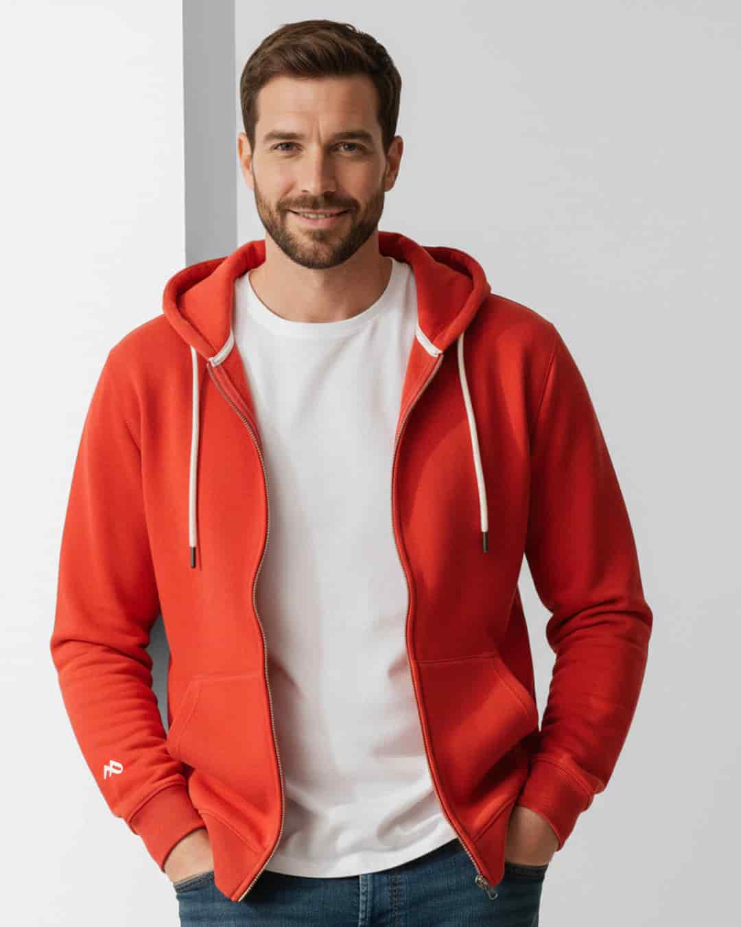 Buzo abierto con capota Hombre Rojo - miniatura 1
