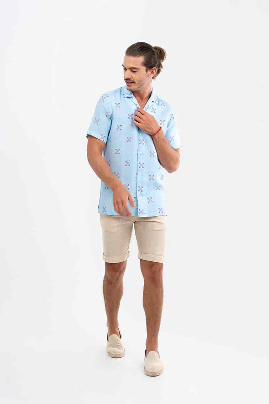 Men's large strings linen shirt - miniatura 1