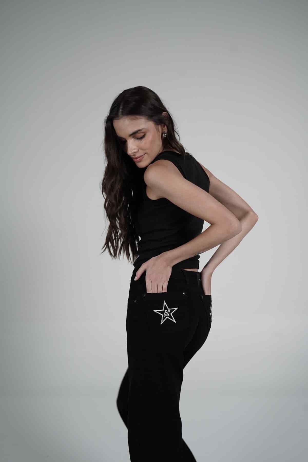 Double Star Black Jeans (Embroidered) - miniatura 1