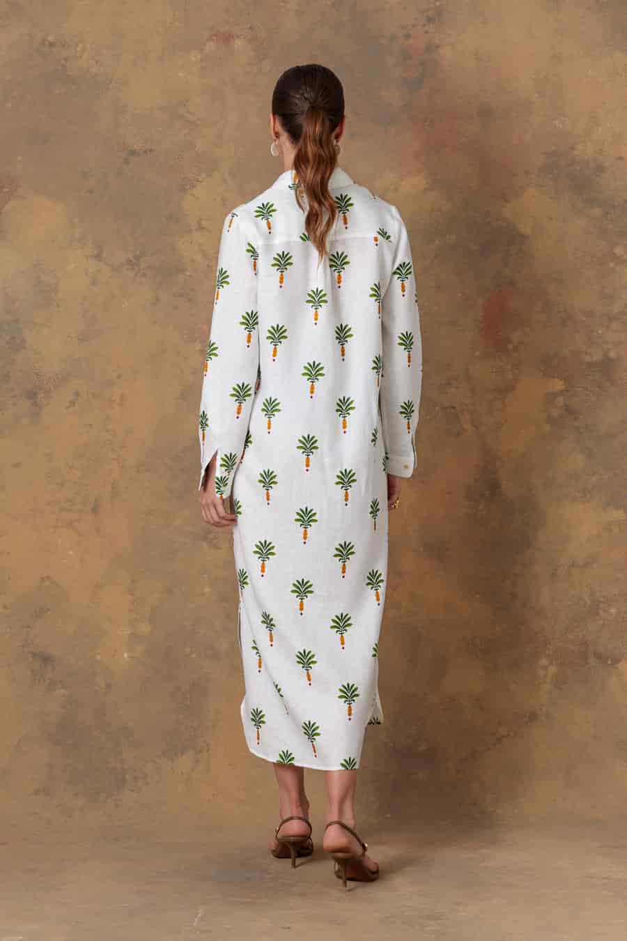 Women's dress linen orfeo white - miniatura 2